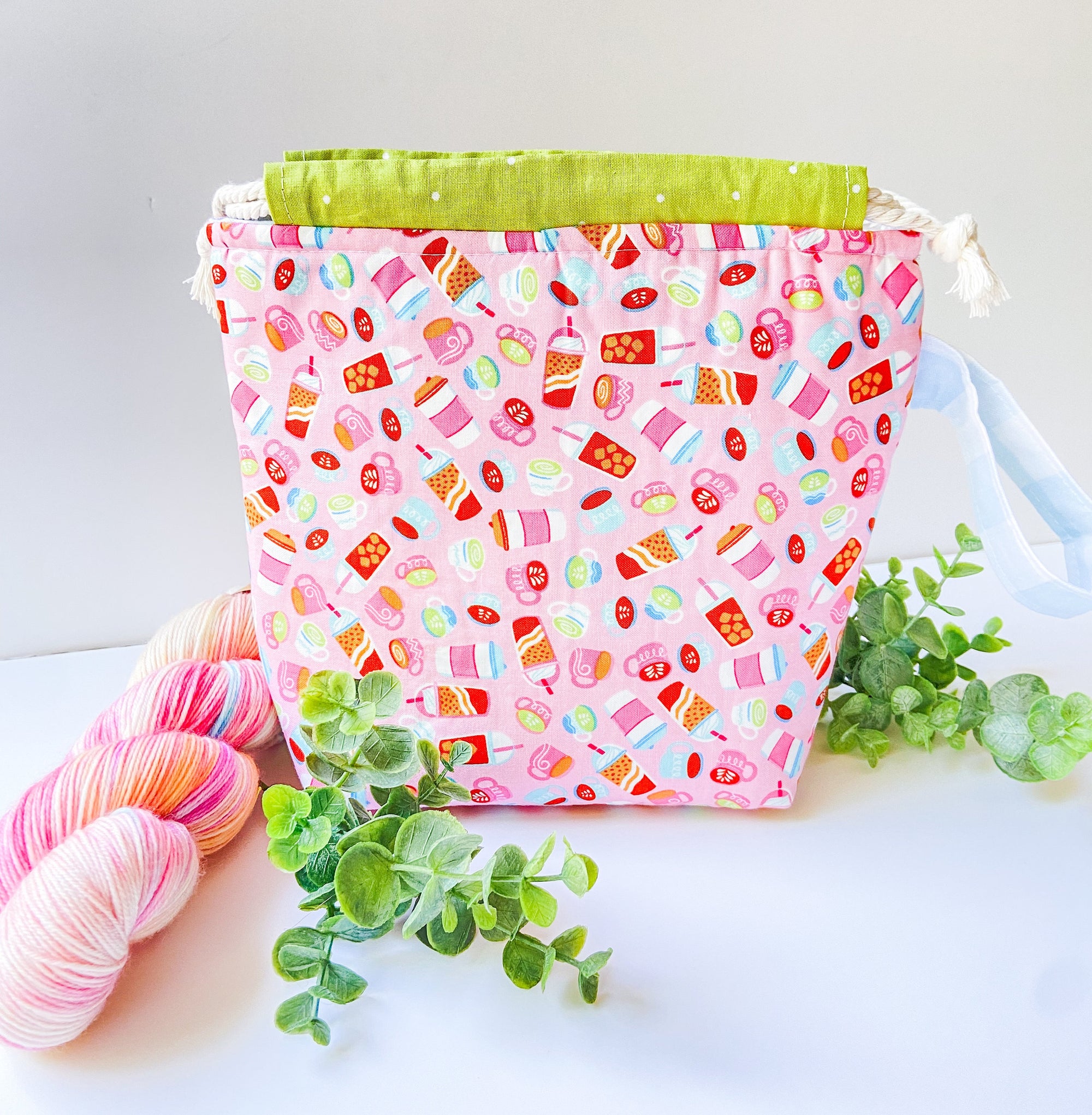 The Caffienated Drawstring Project Bag with Pocket