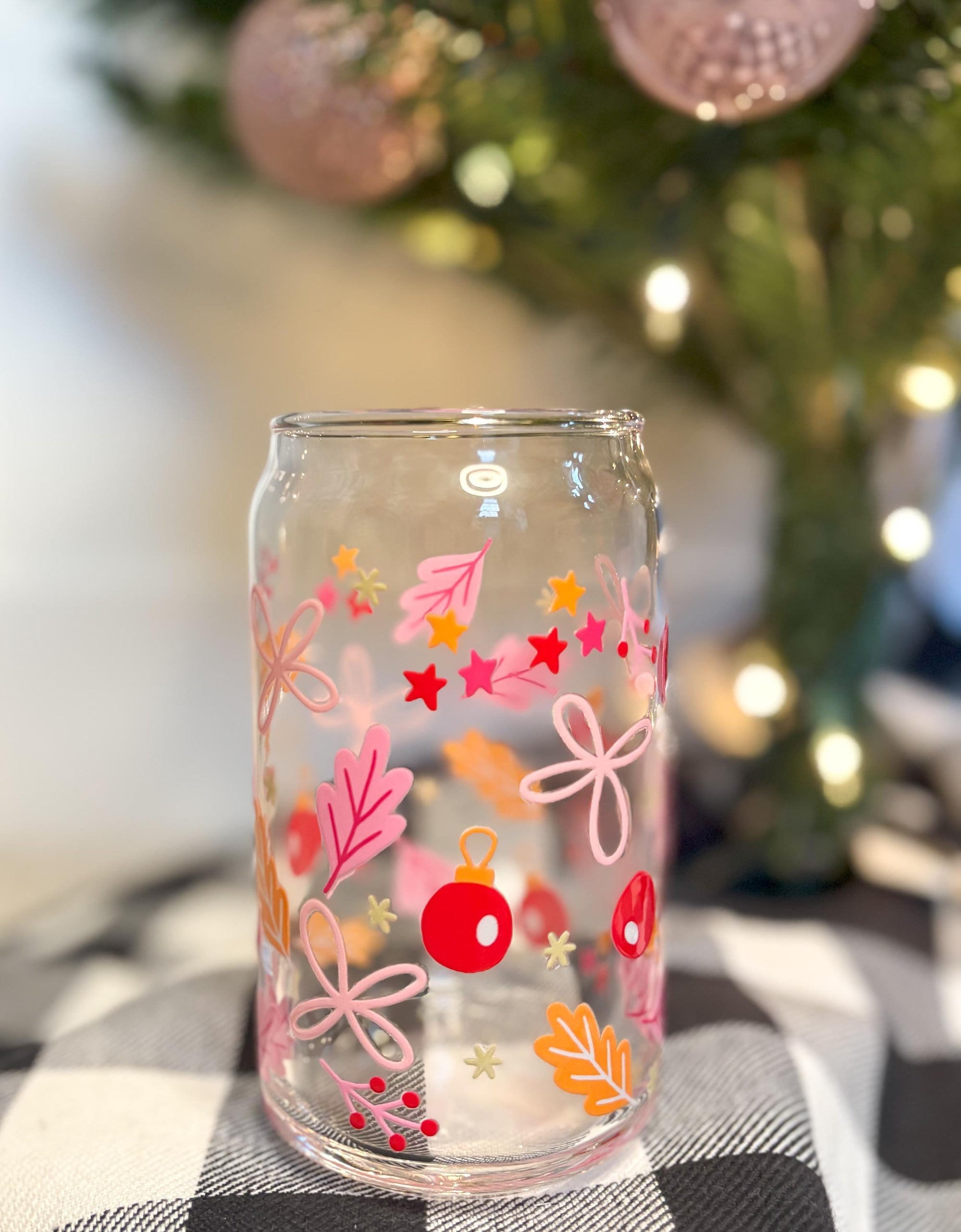 Christmas 16oz Beer Can Glass