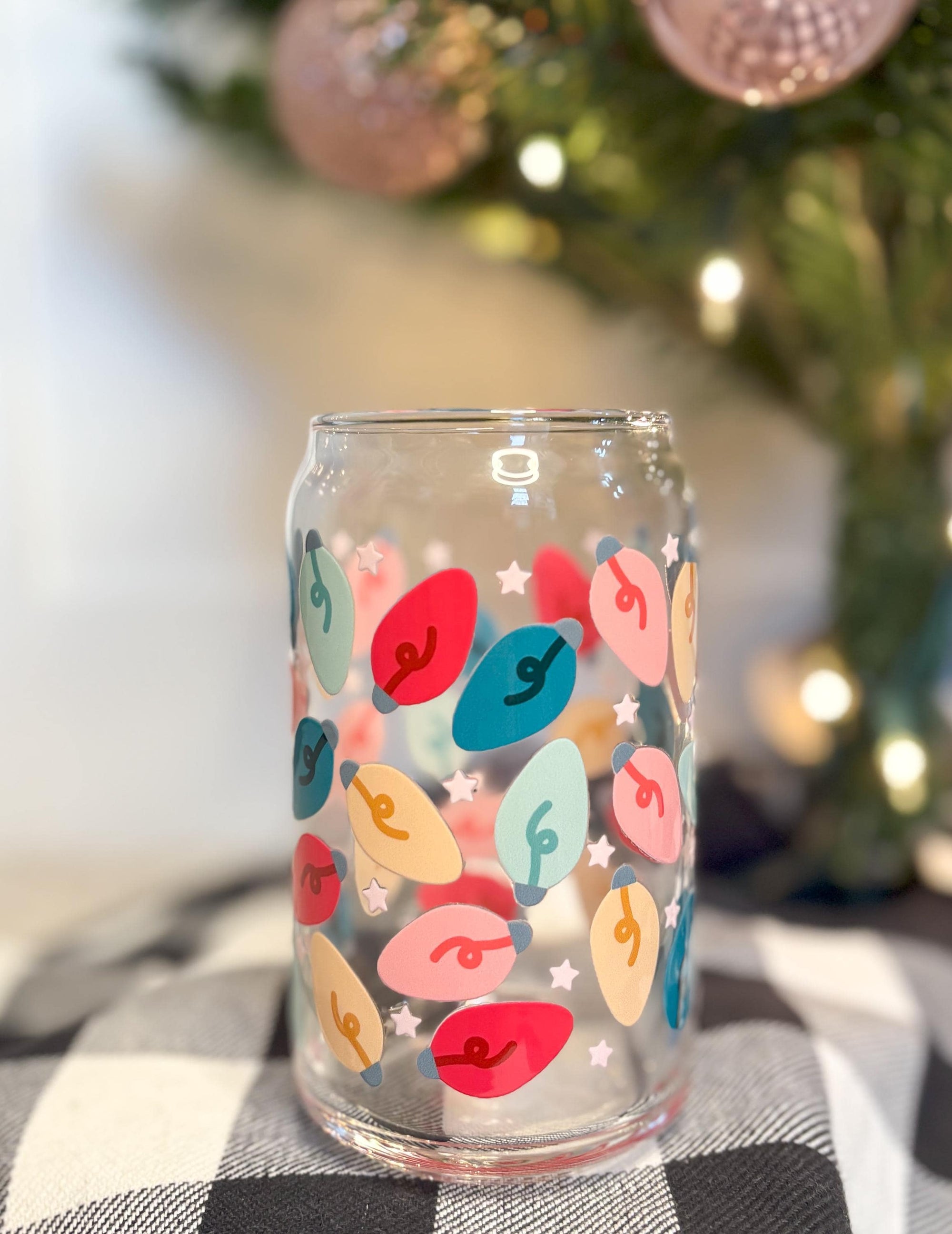 Christmas 16oz Beer Can Glass