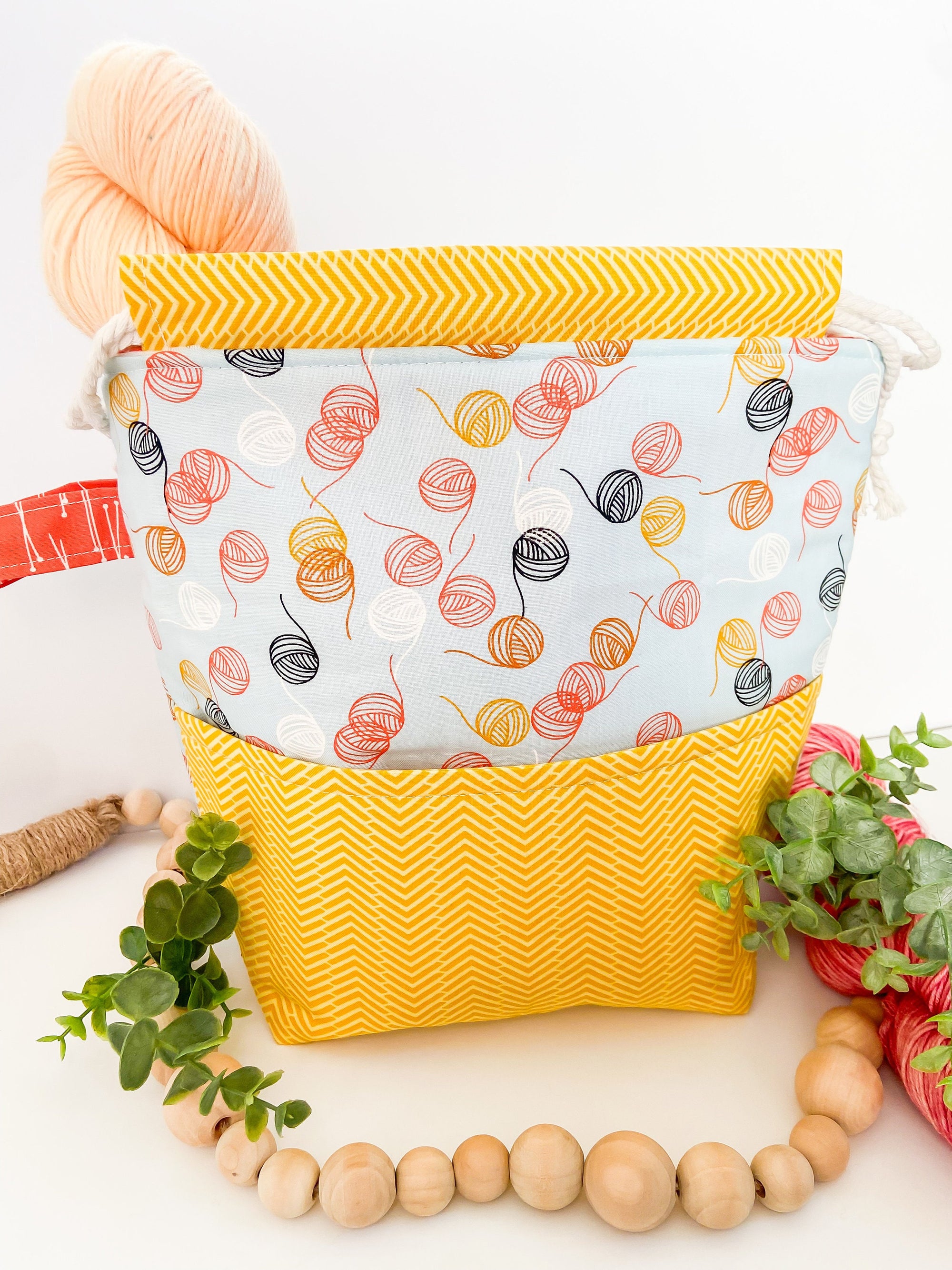 The Fiber Artist’s Drawstring Project Bag with Pocket