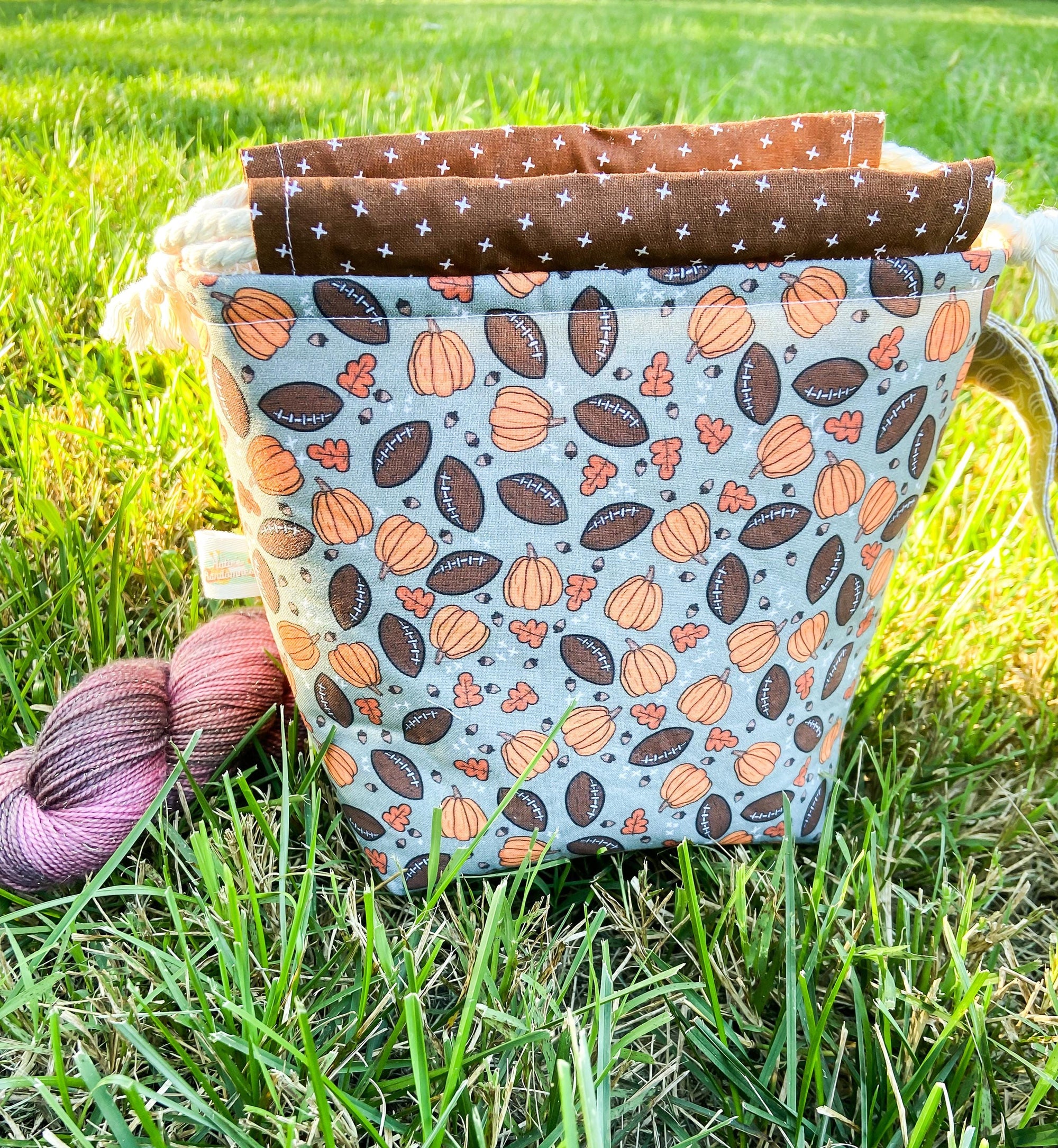 Football Season Drawstring Project Bag with Pocket