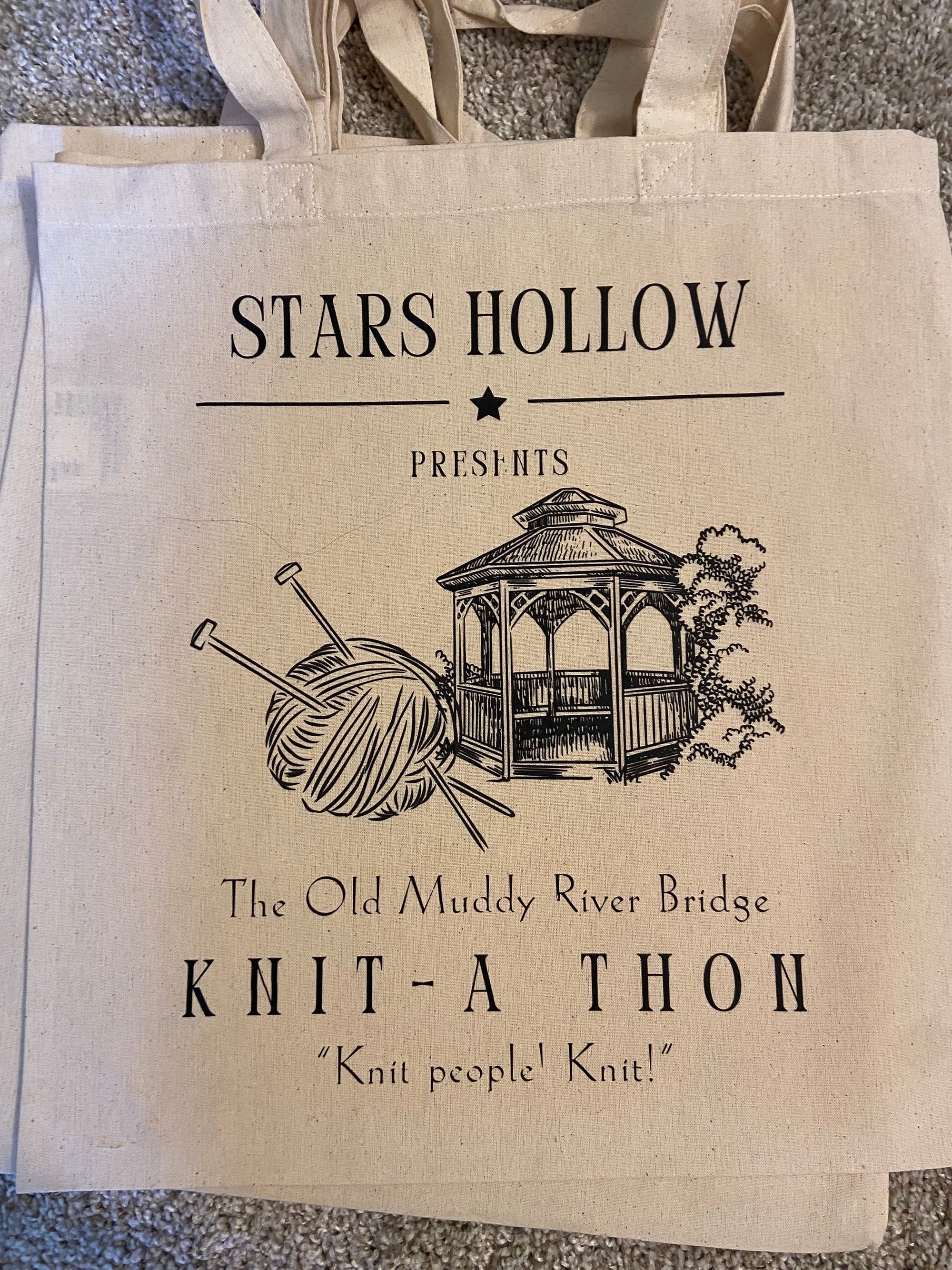 Old Muddy River Bridge Knit-A-Thon Canvas Bag