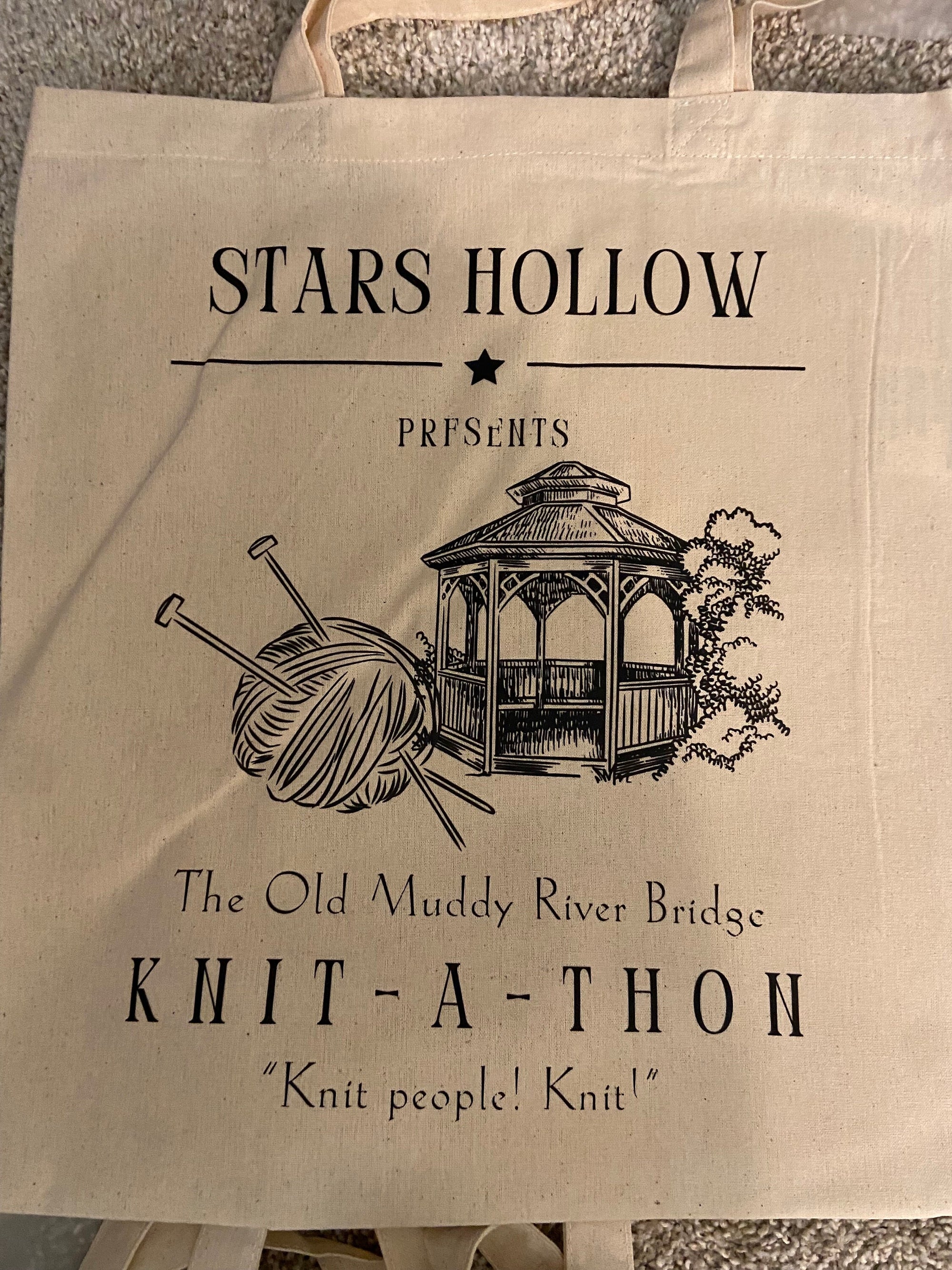 Old Muddy River Bridge Knit-A-Thon Canvas Bag