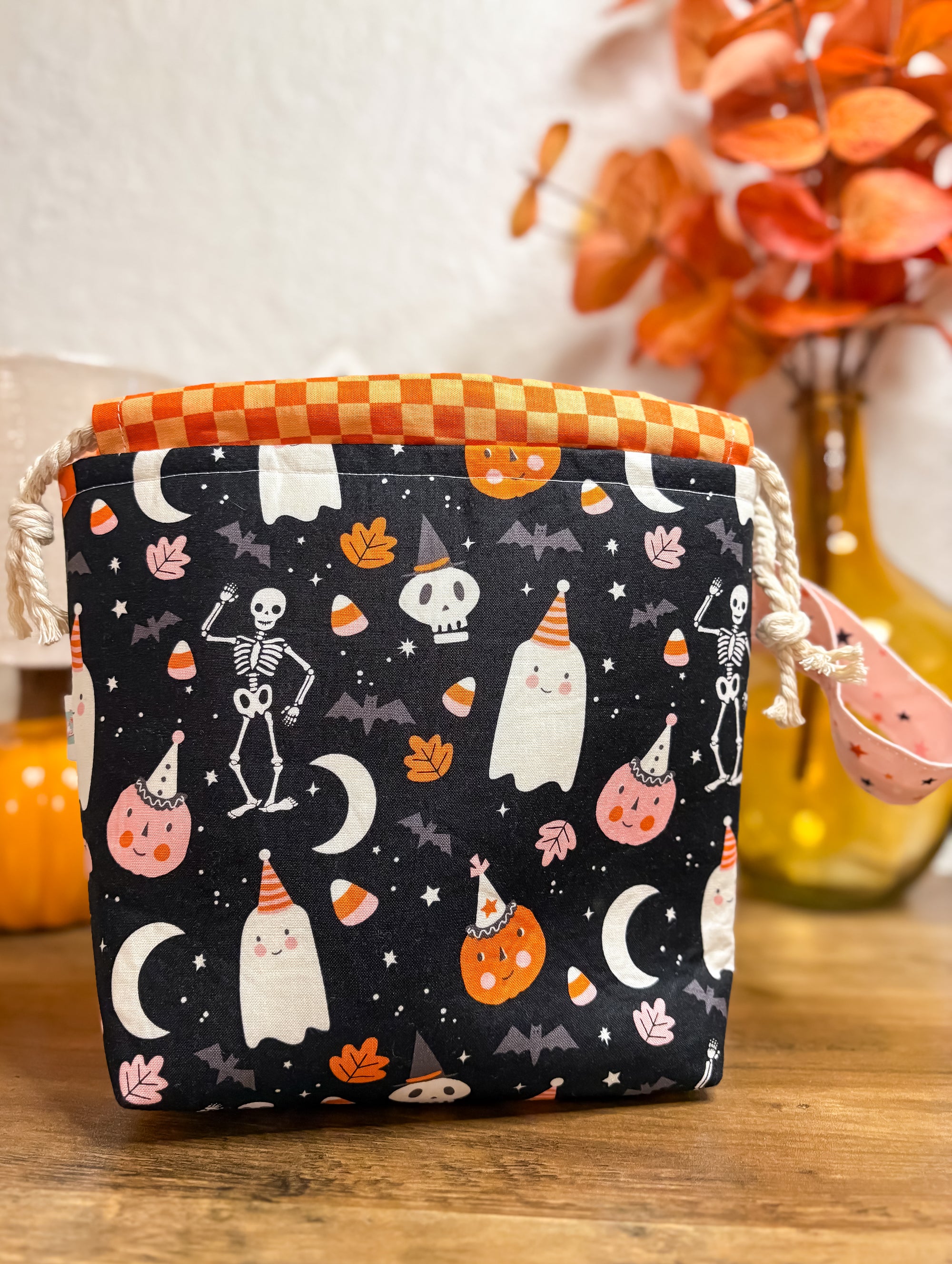 Spooky Party Drawstring Project Bag with Pocket