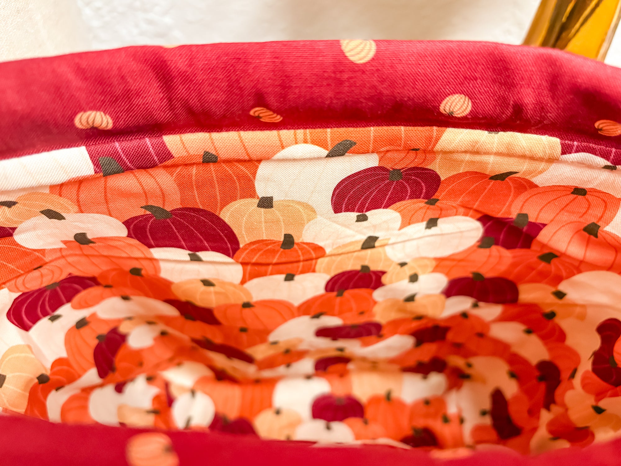 Cider and Pumpkin Spice Drawstring Bag with Pocket (Medium and Regular Size)