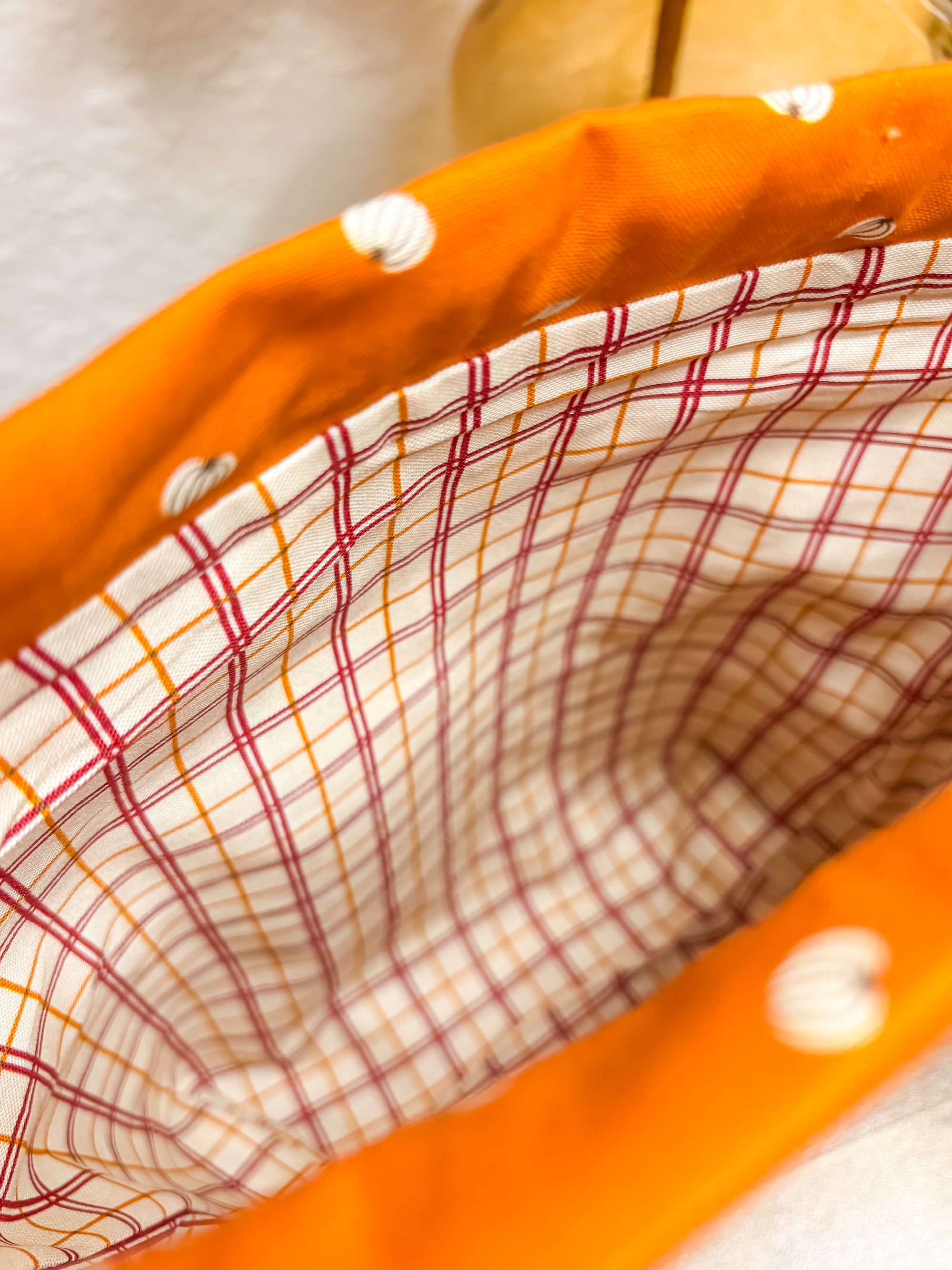 Cider and Pumpkin Spice Drawstring Bag with Pocket (Medium and Regular Size)