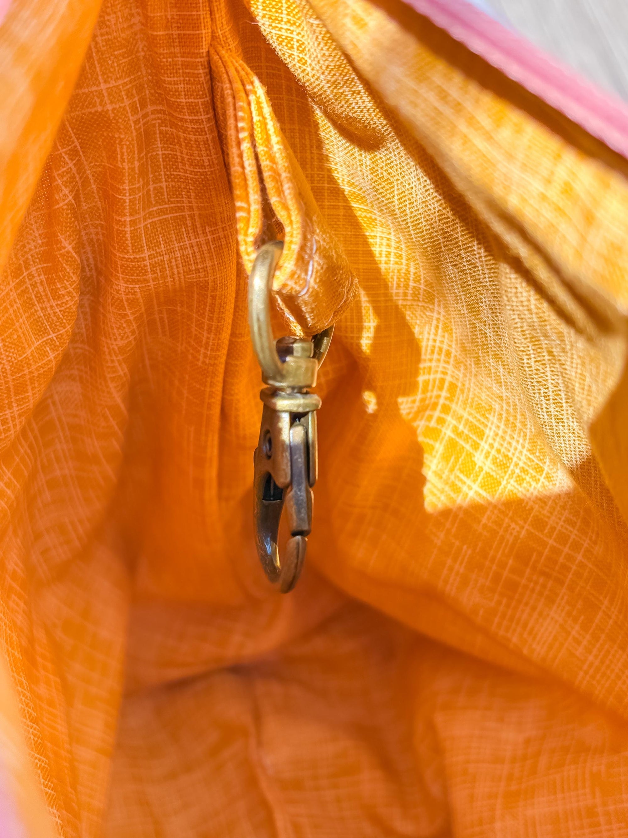 Floral Picnic Quilted Project Bag with Zipper and Notions Clasp for Crochet and Knitting