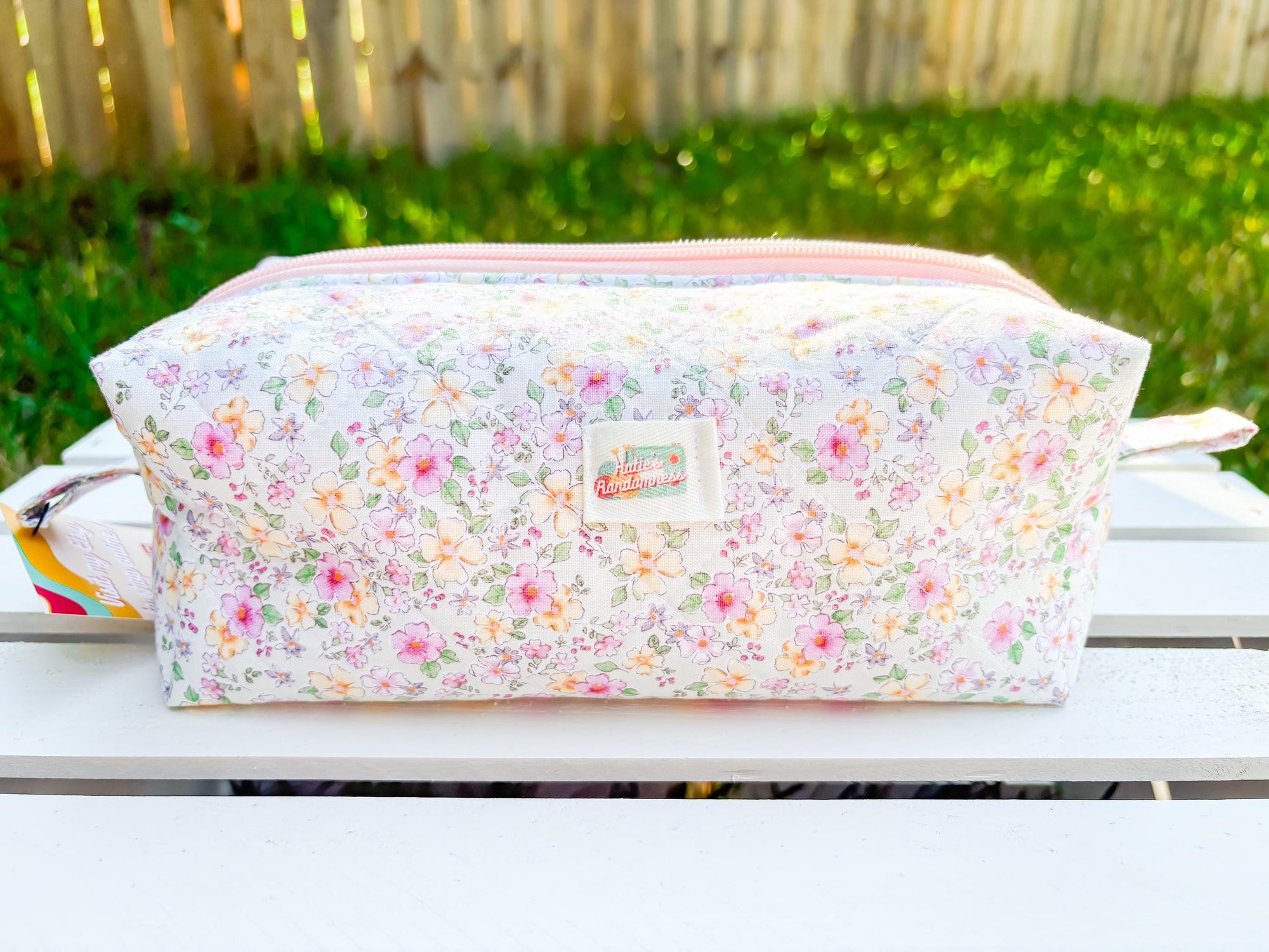 Green Meadow Quilted Boxy Pouch with Zipper