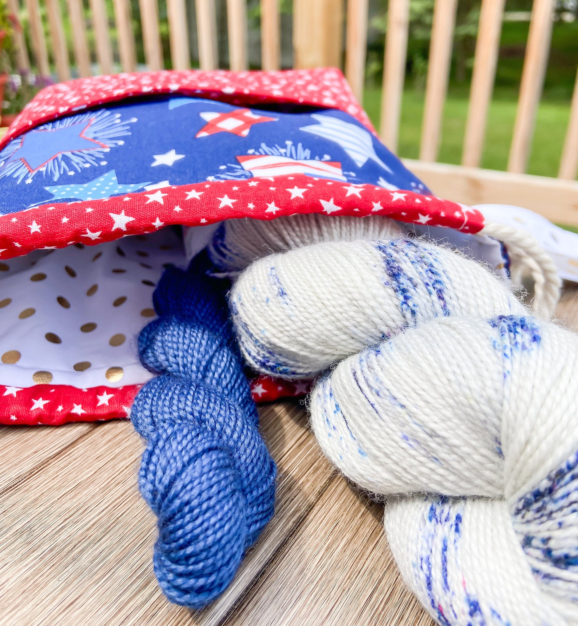 Let Freedom Ring Drawstring Project Bag with Pocket