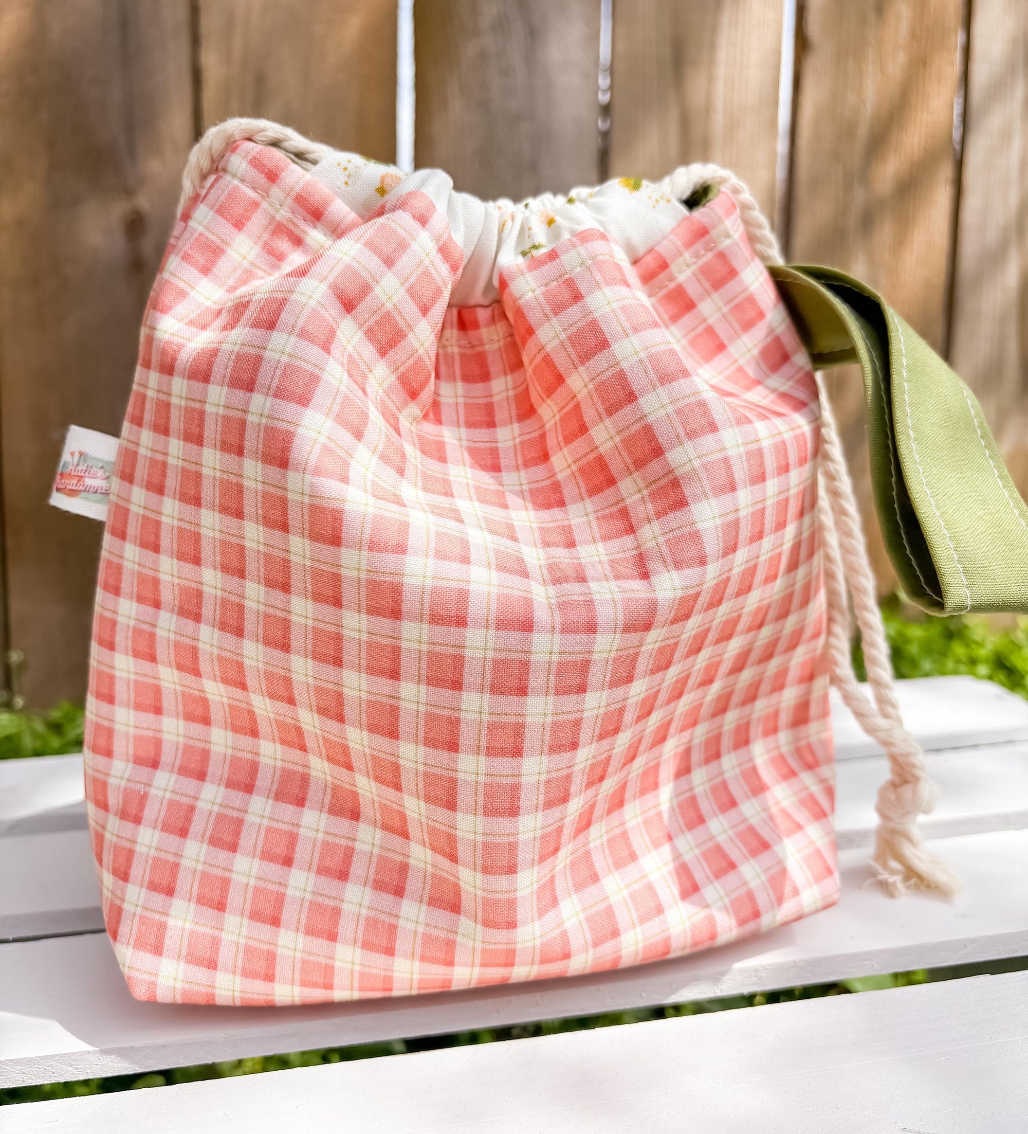 Fungi Picnic Project Bag with Pocket and Drawstring