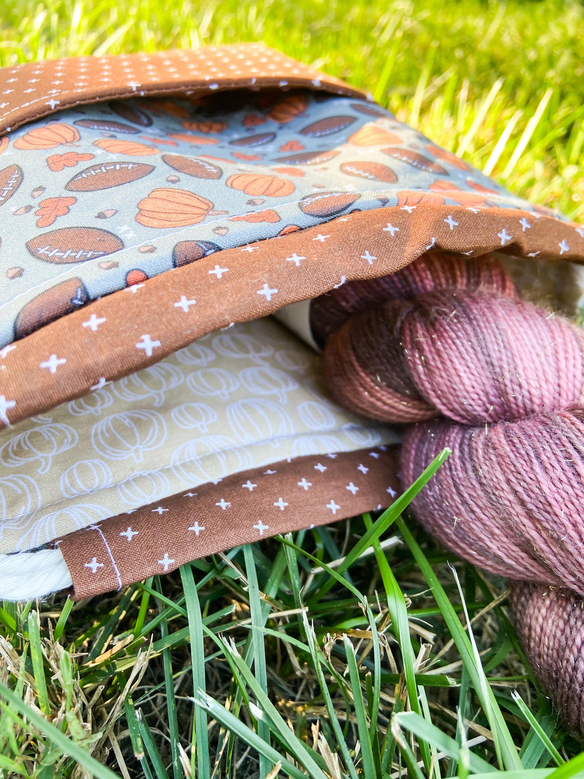 Football Season Drawstring Project Bag with Pocket