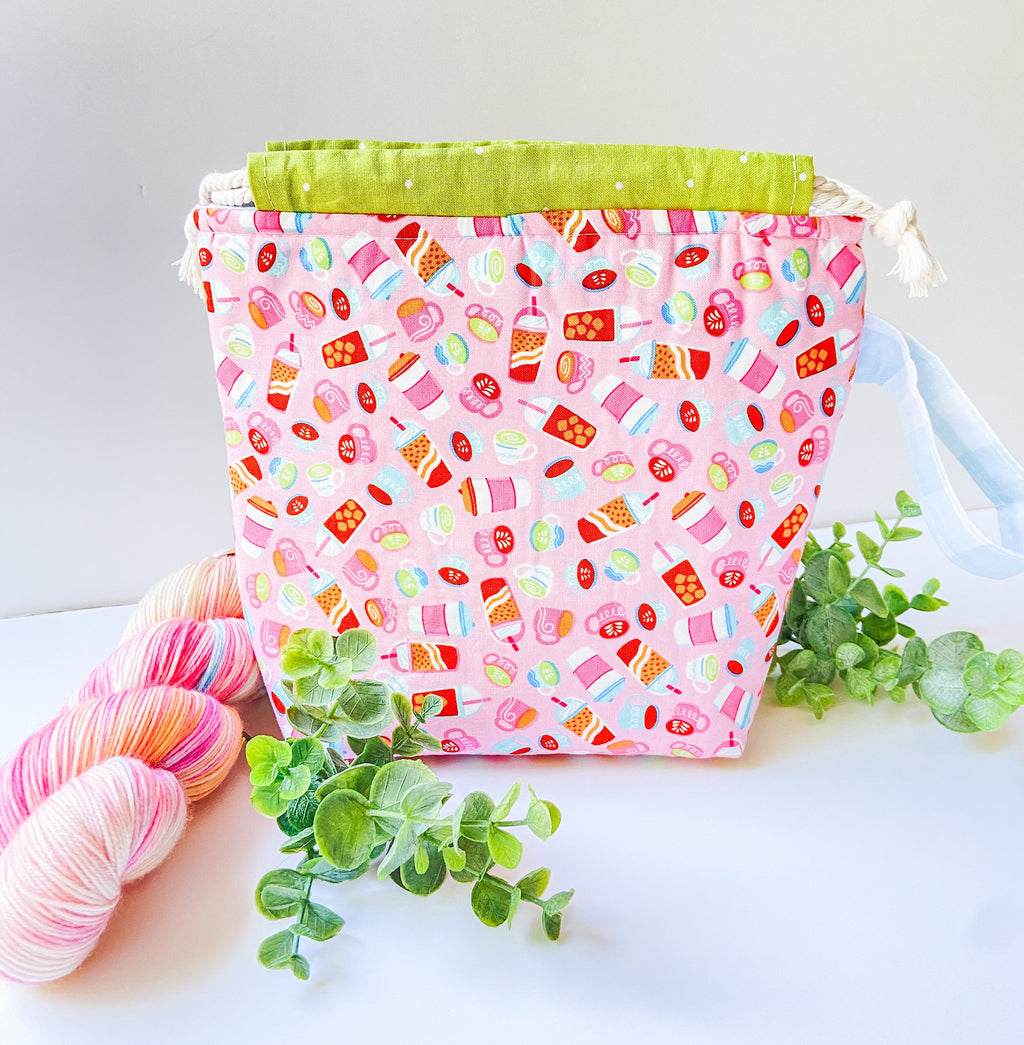 The Caffienated Drawstring Project Bag with Pocket