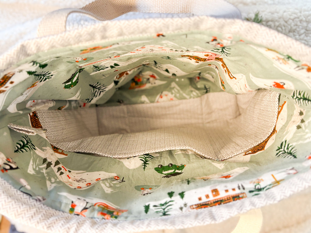 Letters to Santa Sweater Sized Drawstring Project Bag with Zipper Pockets for Knitting and Crochet