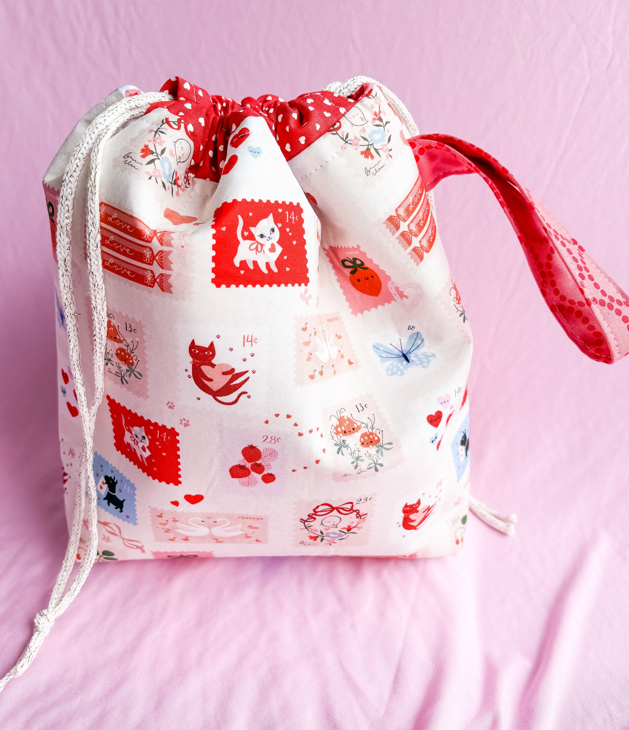 Love Letters Medium Drawstring Project Bag for Knitting and Crochet