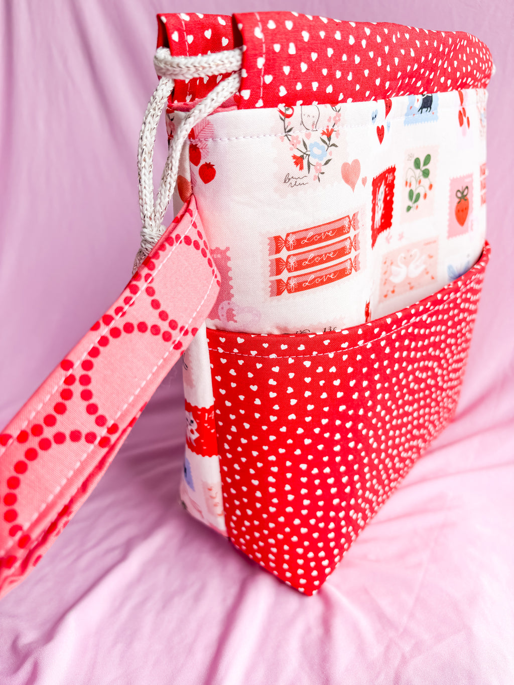 Love Letters Medium Drawstring Project Bag for Knitting and Crochet