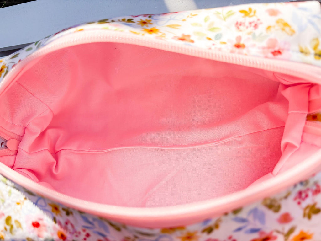 Coquette Florals Quilted Boxy Pouch with Zipper