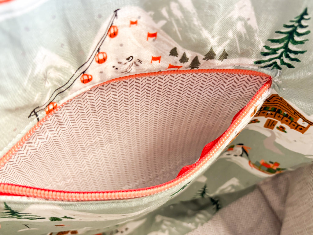 Letters to Santa Sweater Sized Drawstring Project Bag with Zipper Pockets for Knitting and Crochet