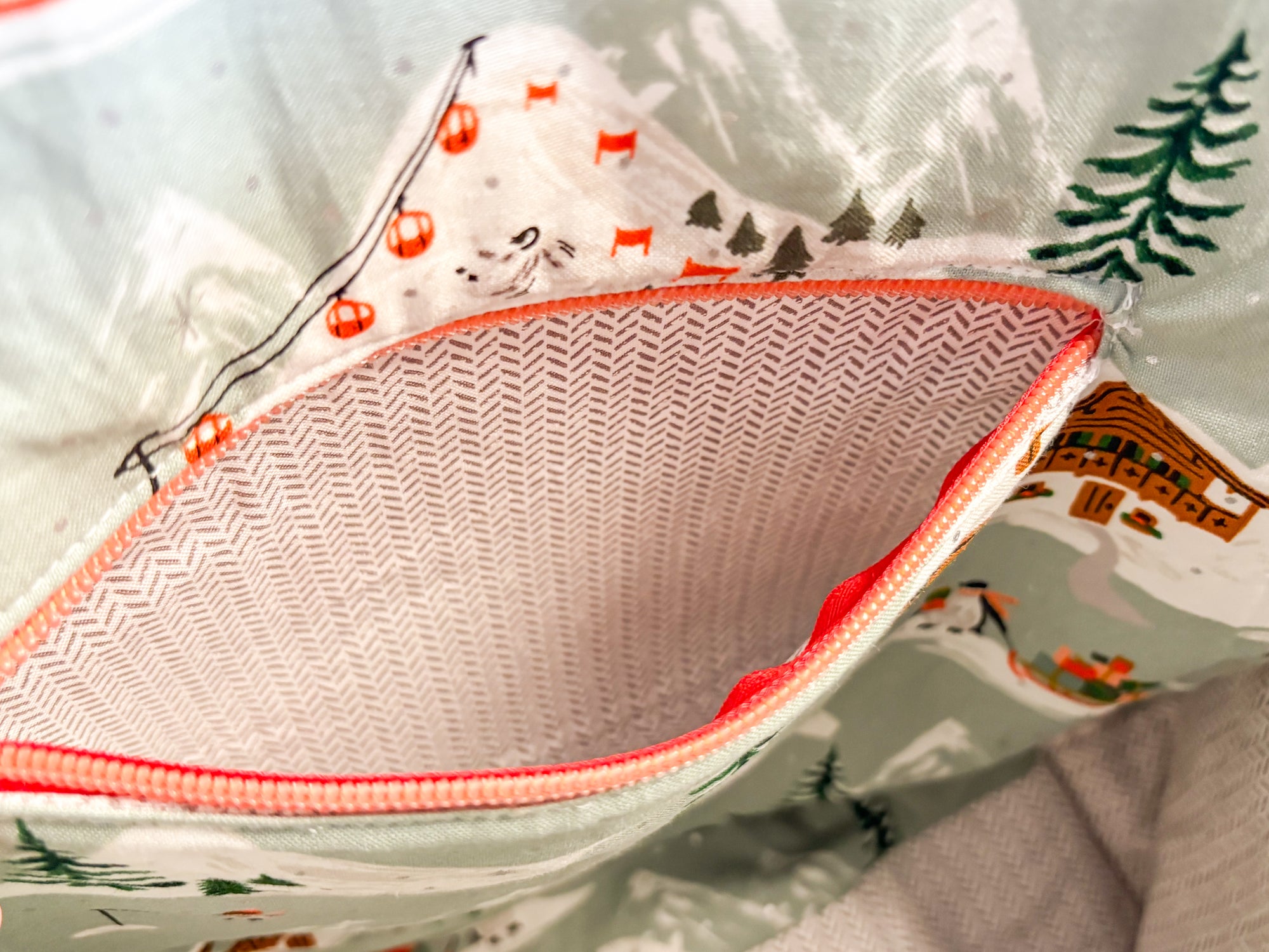 Letters to Santa Sweater Sized Drawstring Project Bag with Zipper Pockets for Knitting and Crochet