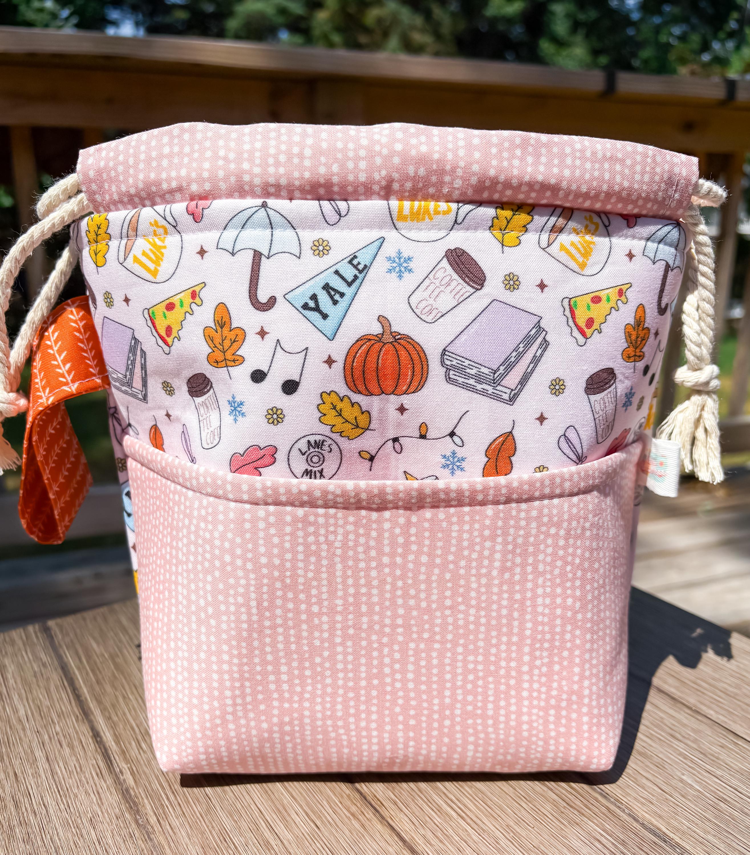PREORDER - In Stars Hollow Drawstring Project Bag with Pocket for Knitting and Crochet *Multiple Sizes