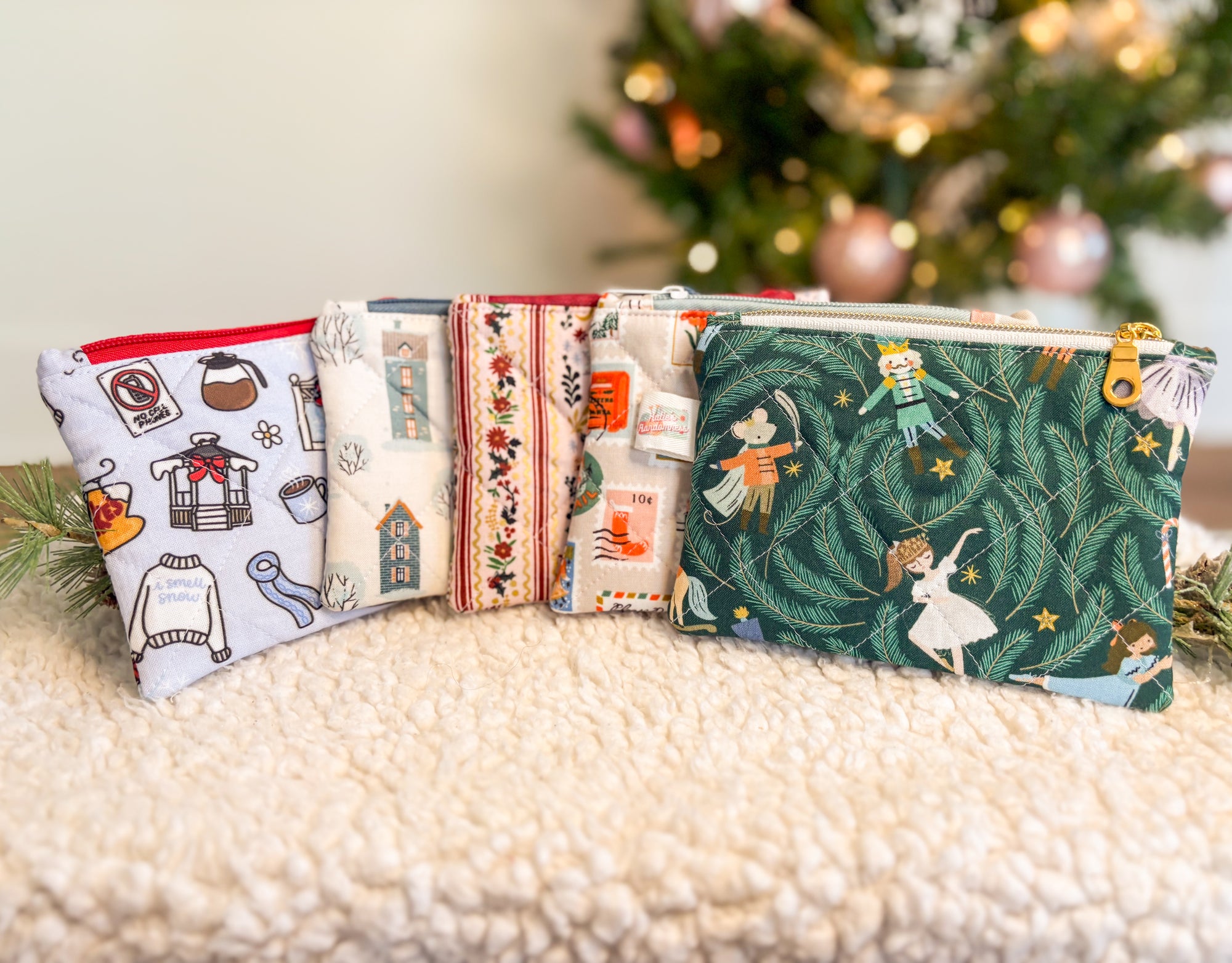 The Christmas/Winter Collection Zipper Pouch for Notions or Wallet