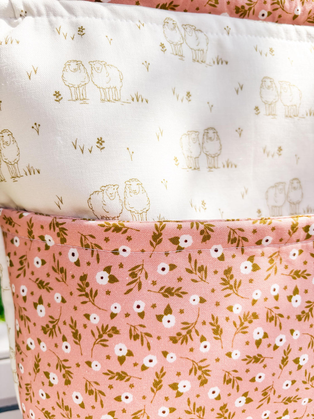 Sheep Meadow Medium Drawstring Project Bag with Pocket