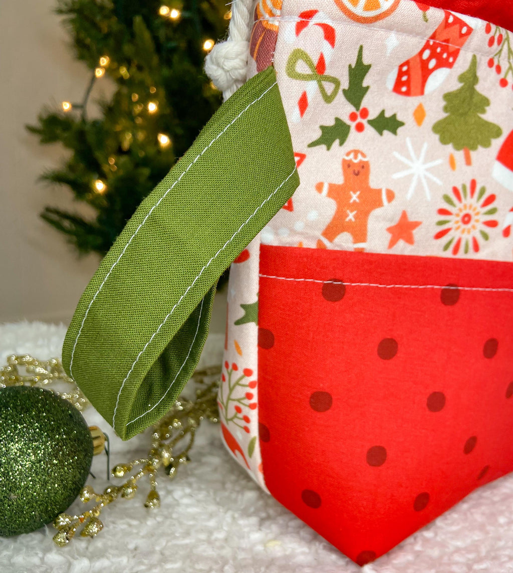 Holly Jolly Drawstring Project Bag with Pocket