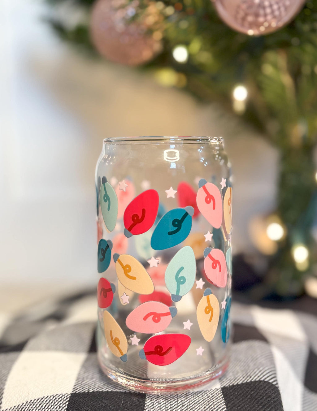 Christmas 16oz Beer Can Glass