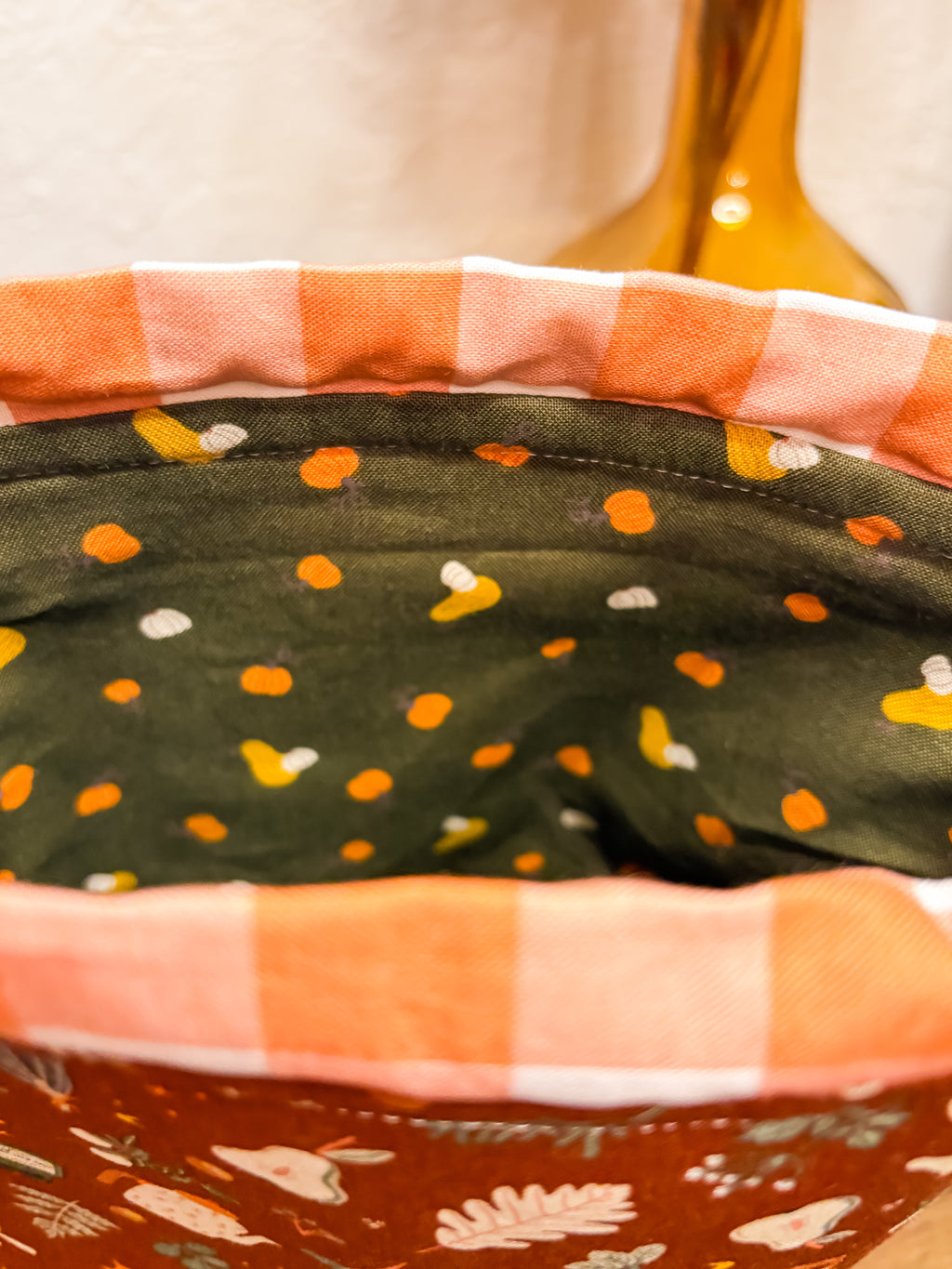 Falling For Fall Drawstring Project Bag with Pocket for Knitting and Crochet