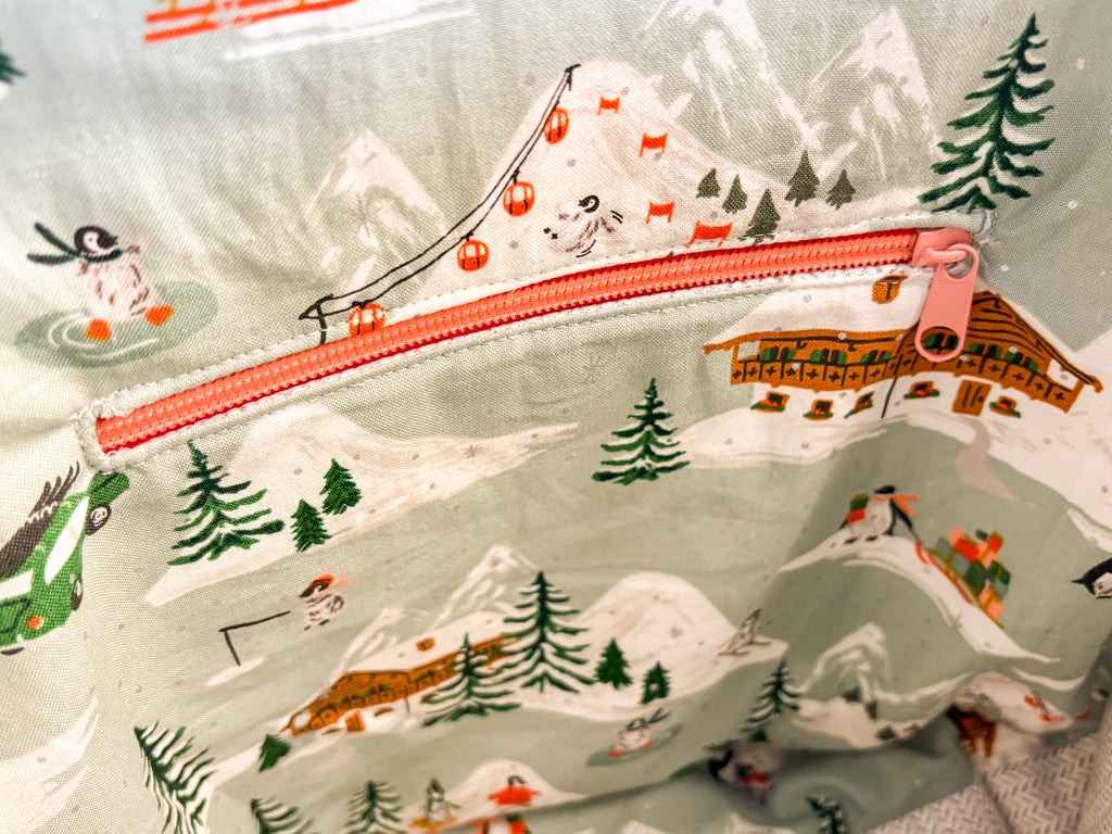 Letters to Santa Sweater Sized Drawstring Project Bag with Zipper Pockets for Knitting and Crochet