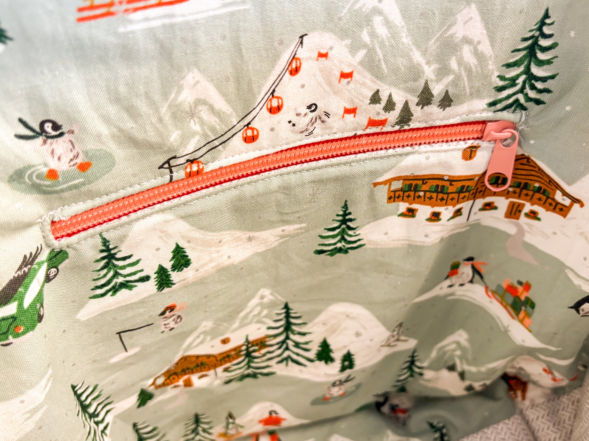 Letters to Santa Sweater Sized Drawstring Project Bag with Zipper Pockets for Knitting and Crochet