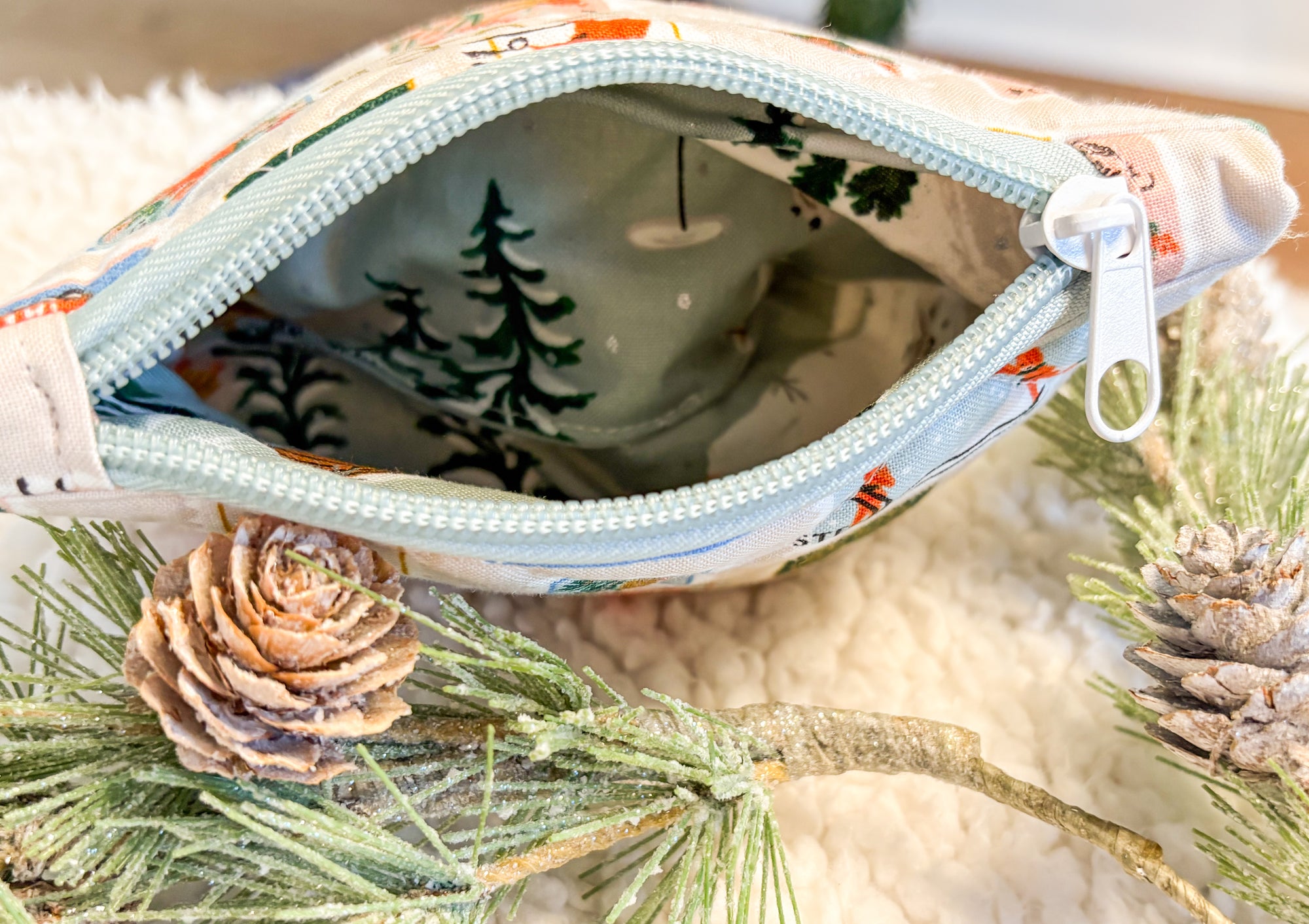 The Christmas/Winter Collection Zipper Pouch for Notions or Wallet