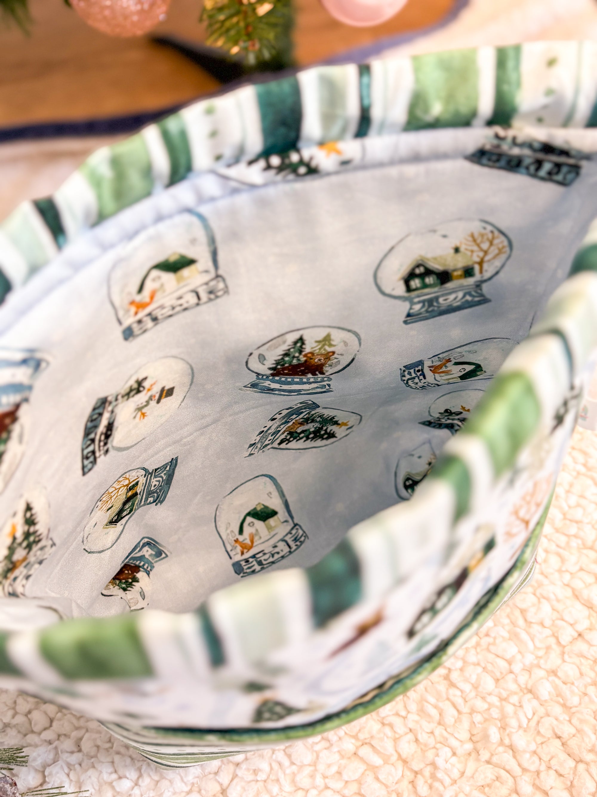 Winter Woods Drawstring Project bag with Pocket for Knitting and Crochet