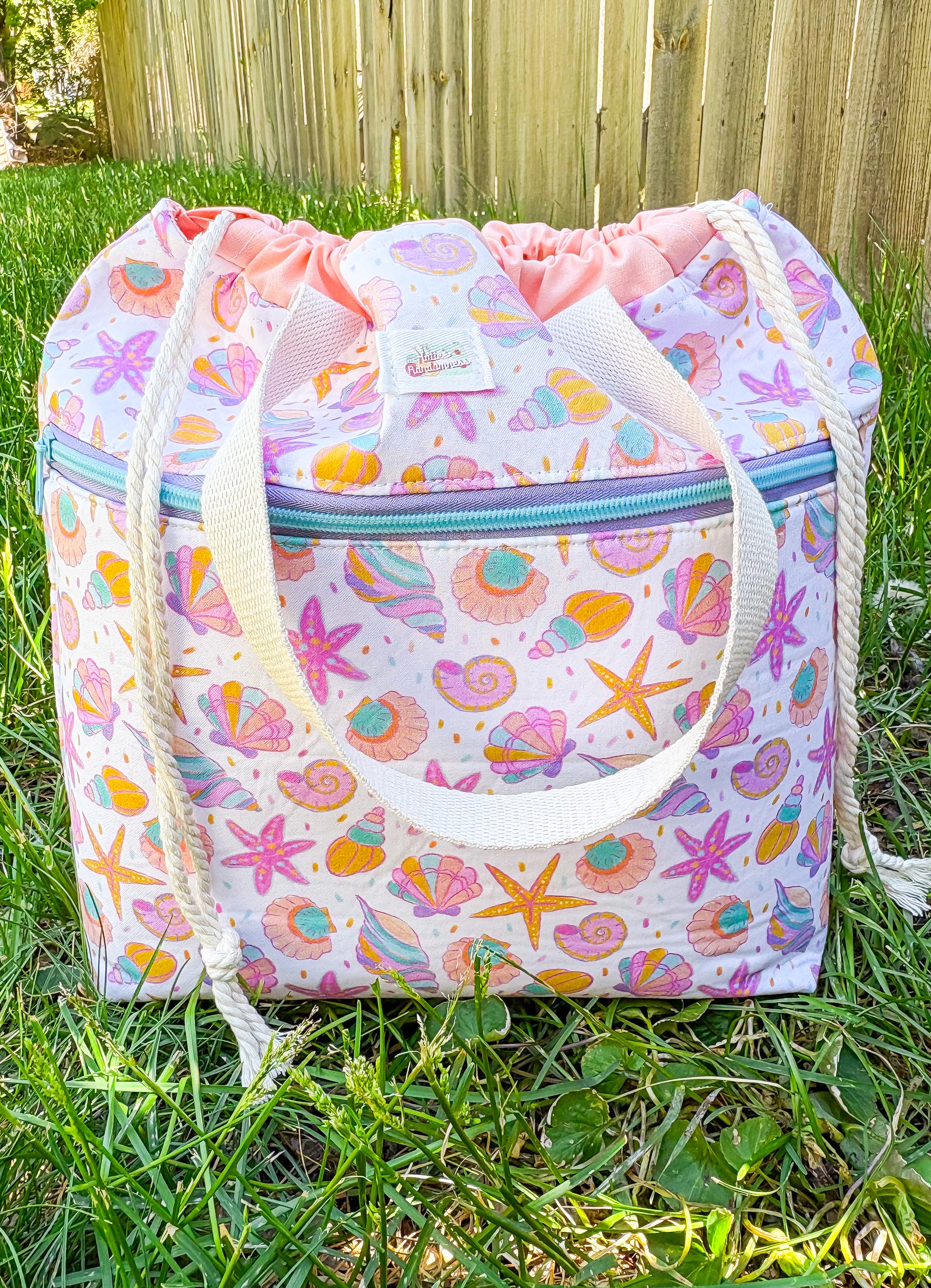 Seashells by the Seashore Sweater or Blanket Size OOAK Project Bag