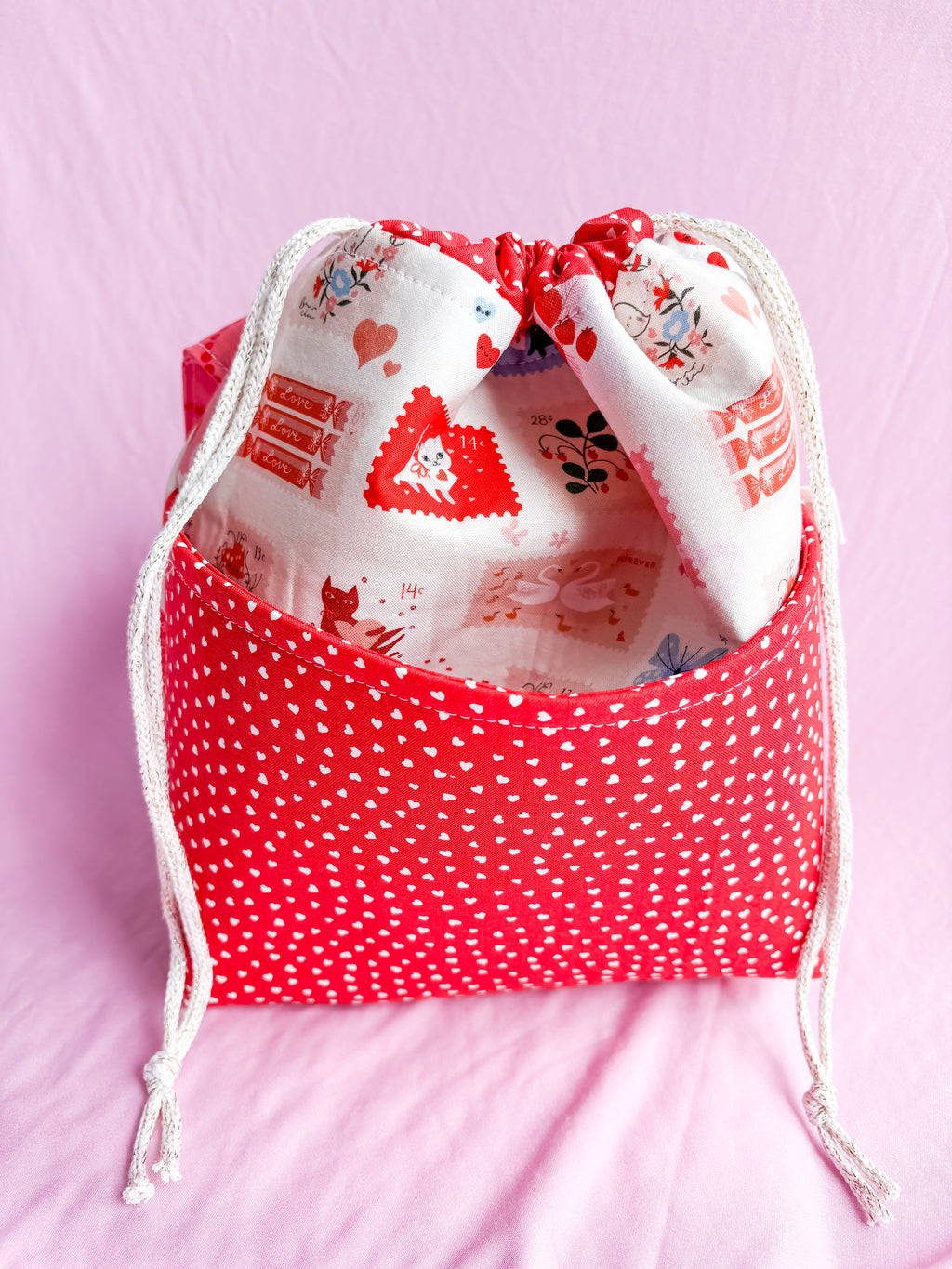 Love Letters Medium Drawstring Project Bag for Knitting and Crochet