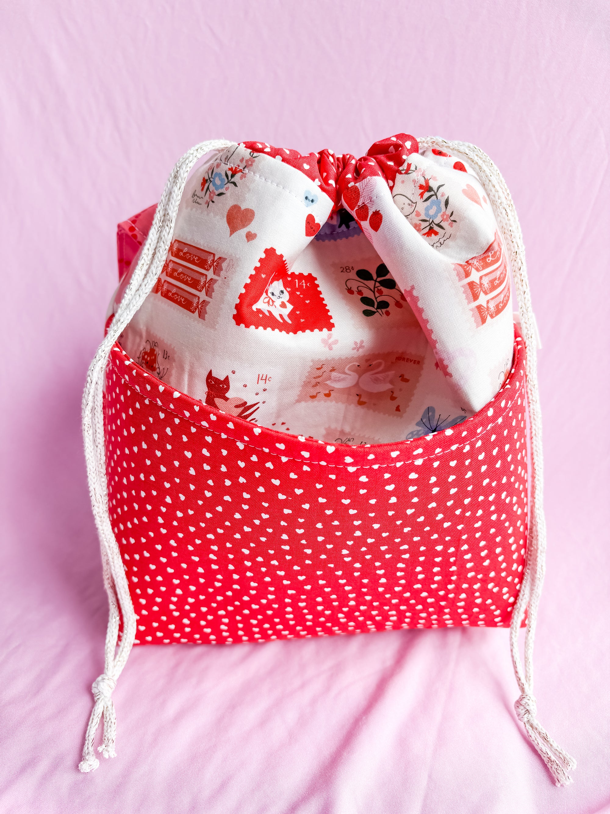 Love Letters Medium Drawstring Project Bag for Knitting and Crochet
