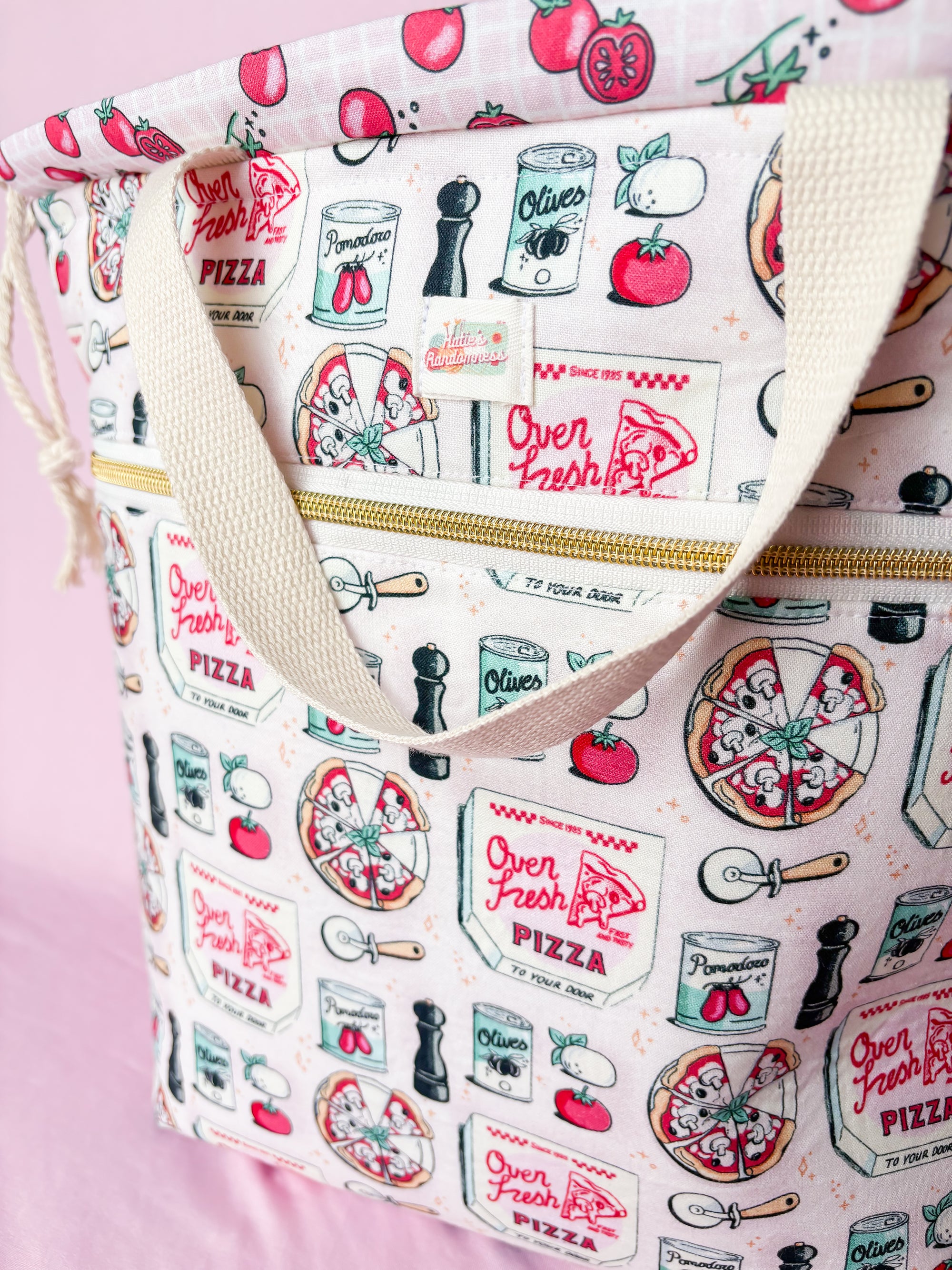 Pizza Perfection Sweater and Blanket Sized Drawstring Project Bags