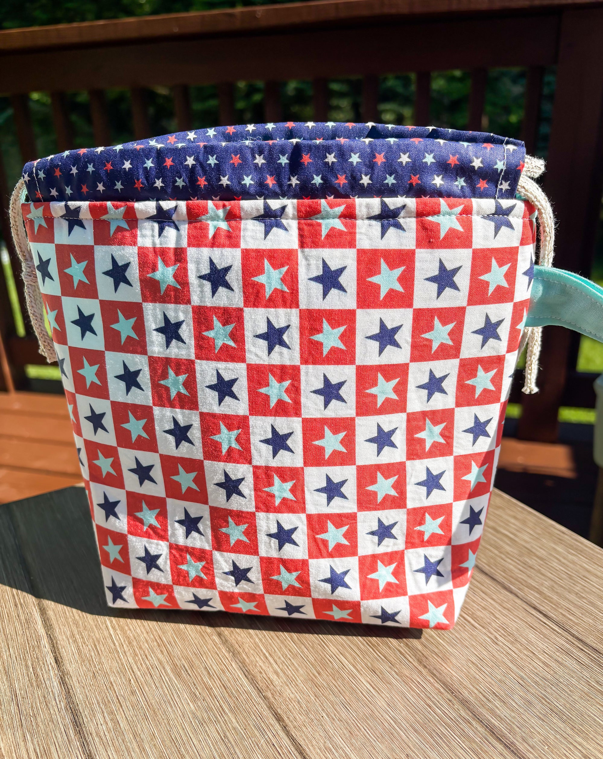 The Star Spangled Drawstring Project Bag with Pocket (Small)