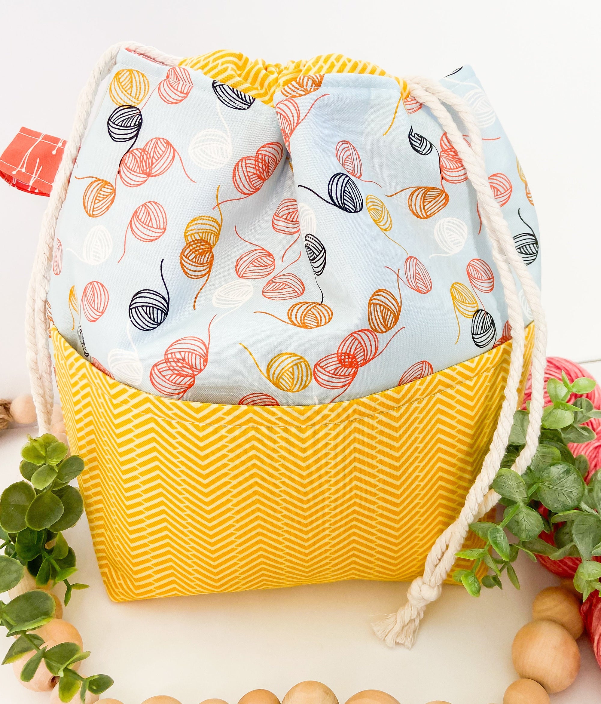The Fiber Artist’s Drawstring Project Bag with Pocket