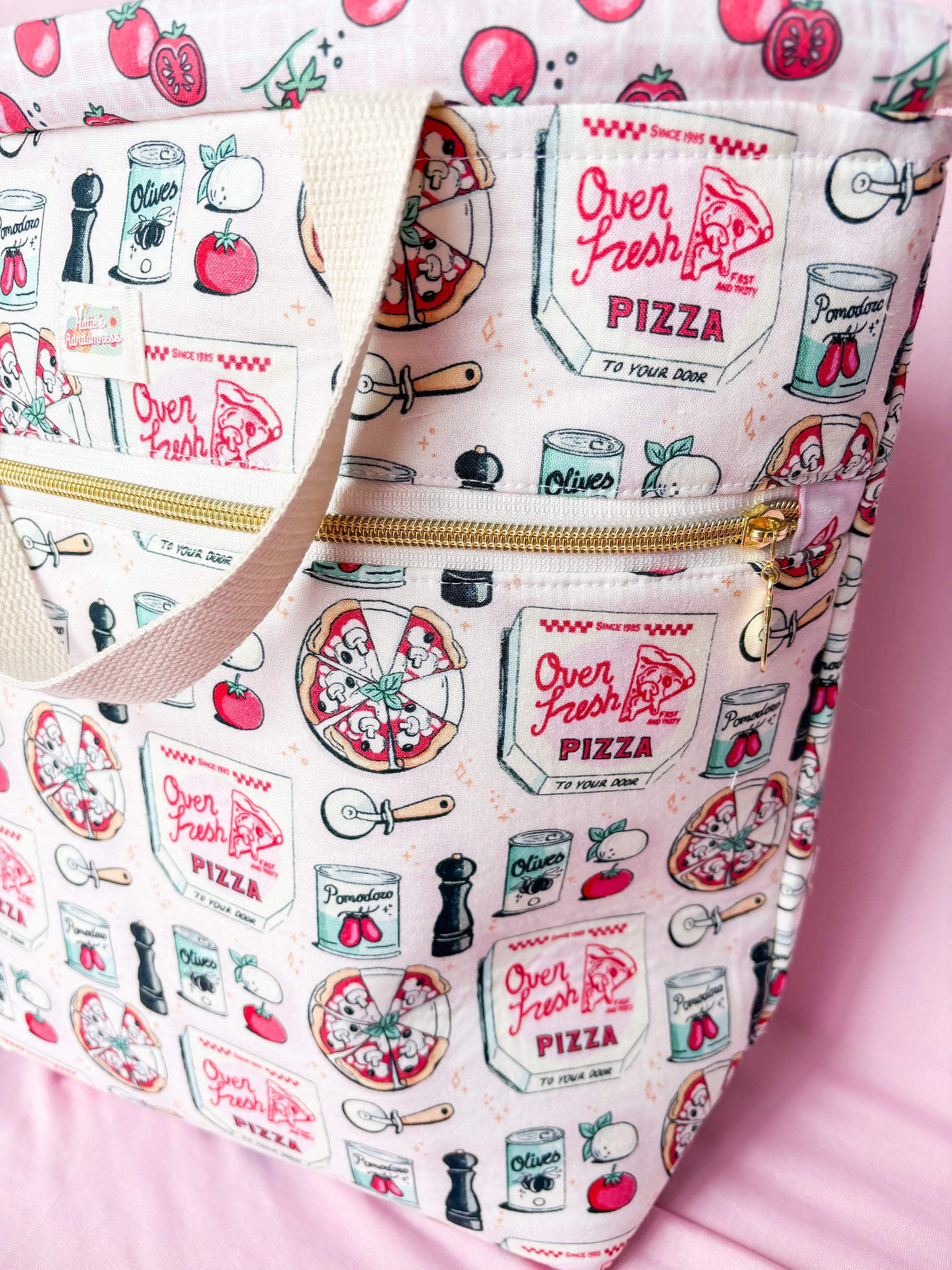 Pizza Perfection Sweater and Blanket Sized Drawstring Project Bags