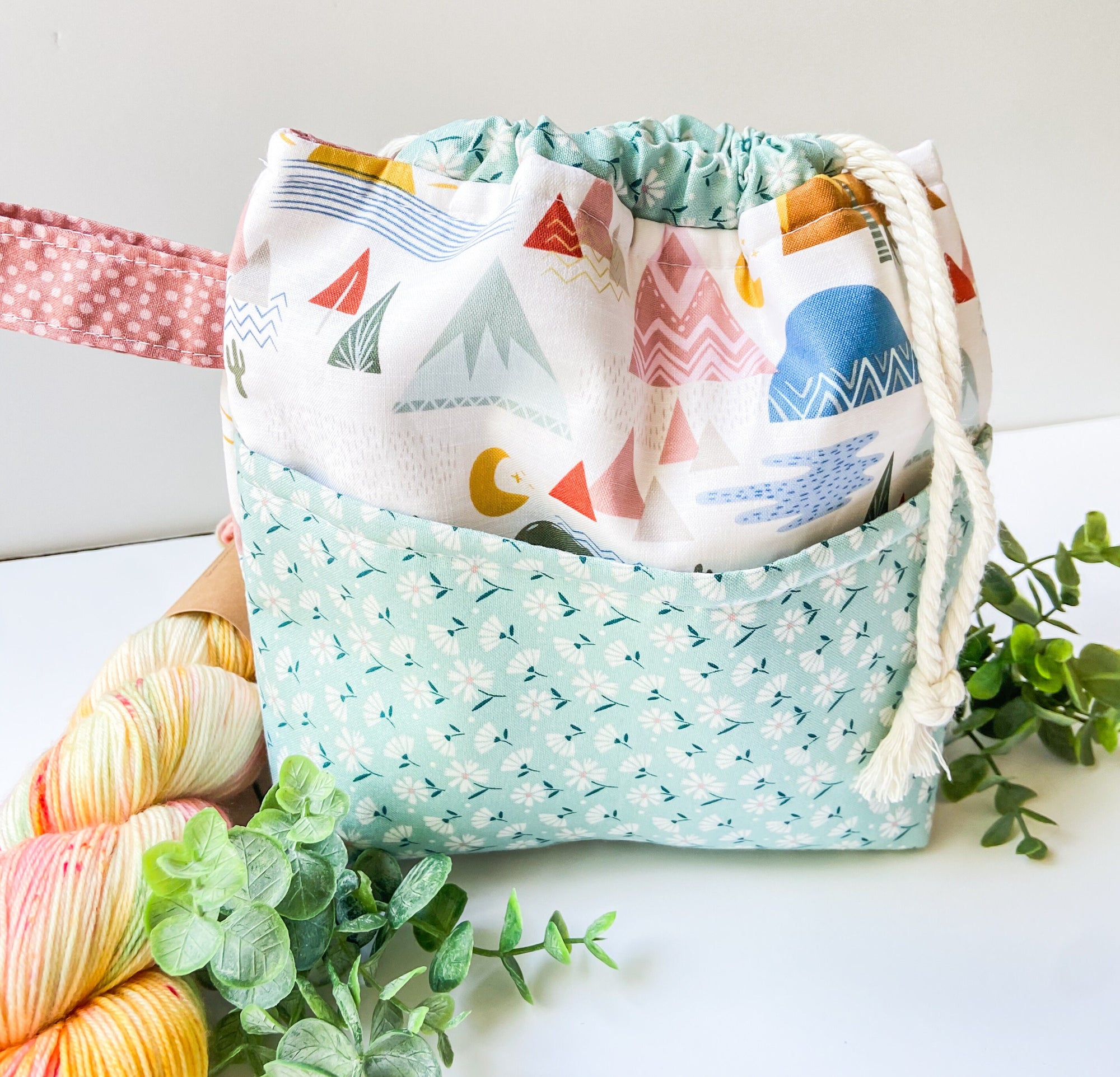 The Great Outdoors Drawstring Project Bag with Pocket