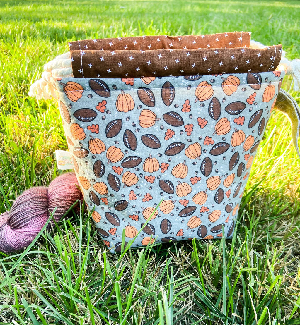 Football Season Drawstring Project Bag with Pocket