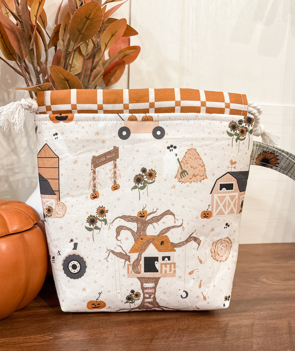 This is Falloween Small Drawstring Project Bag