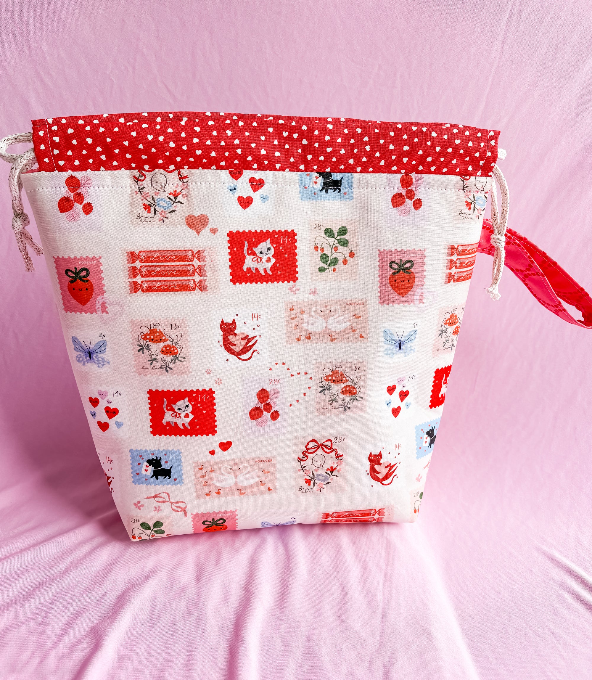 Love Letters Medium Drawstring Project Bag for Knitting and Crochet