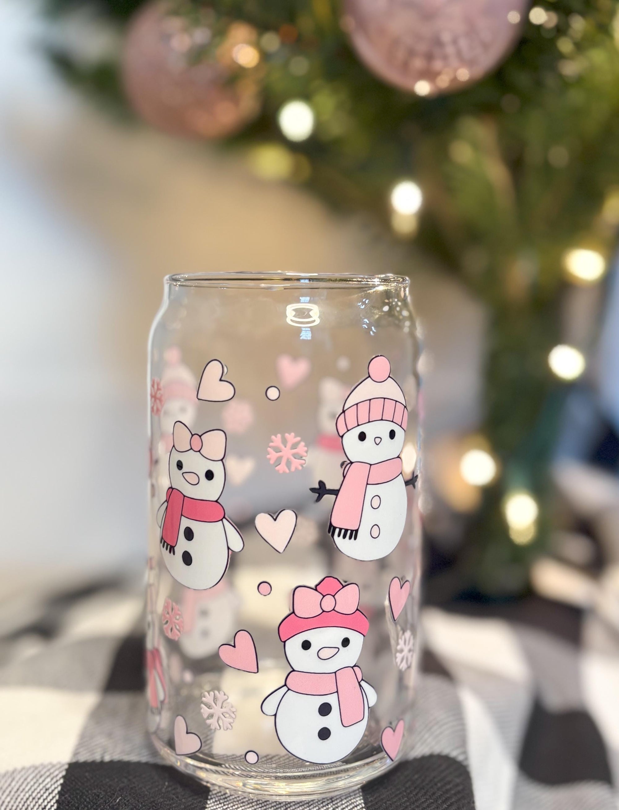 Christmas 16oz Beer Can Glass