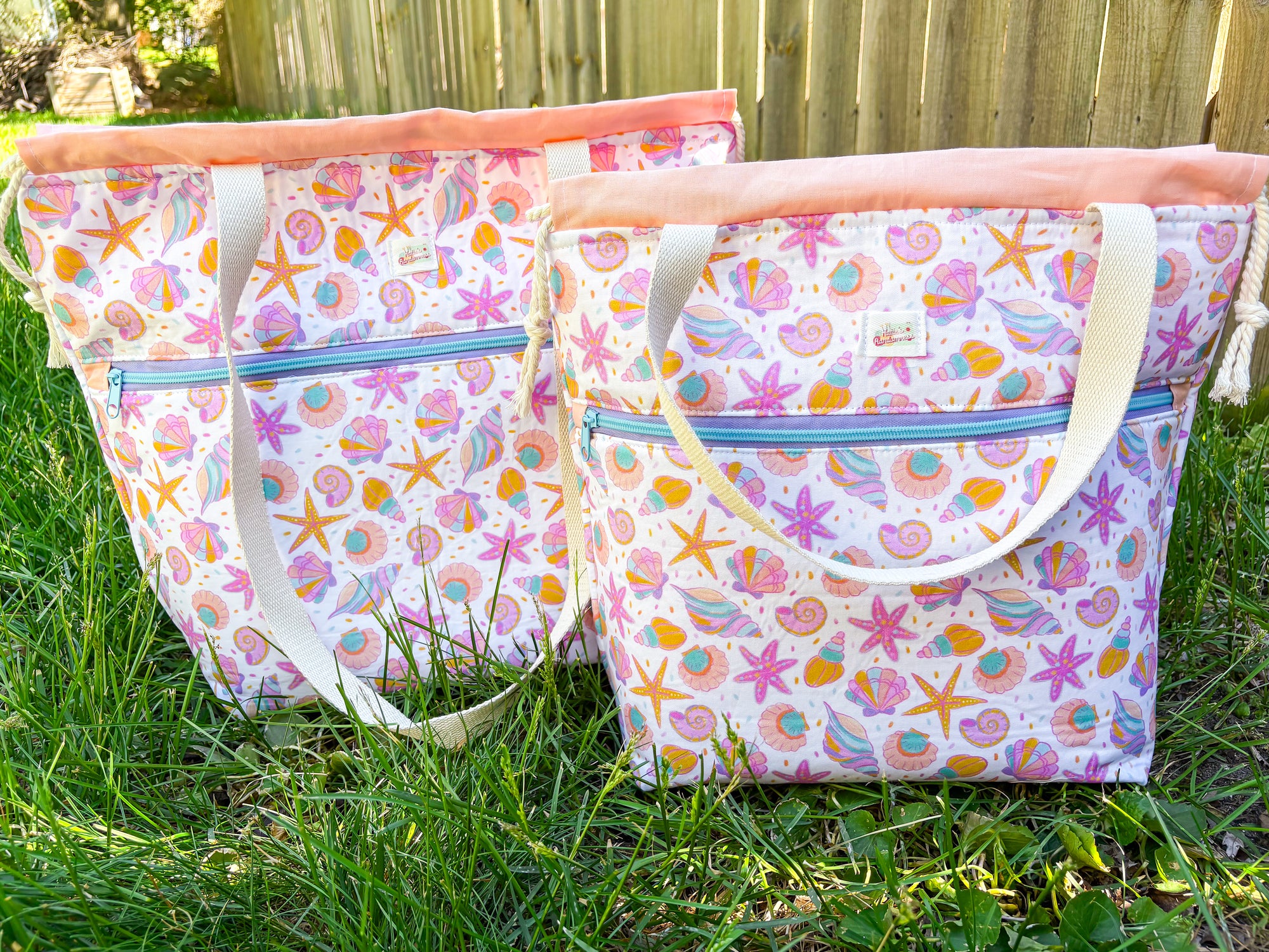 Seashells by the Seashore Sweater or Blanket Size OOAK Project Bag