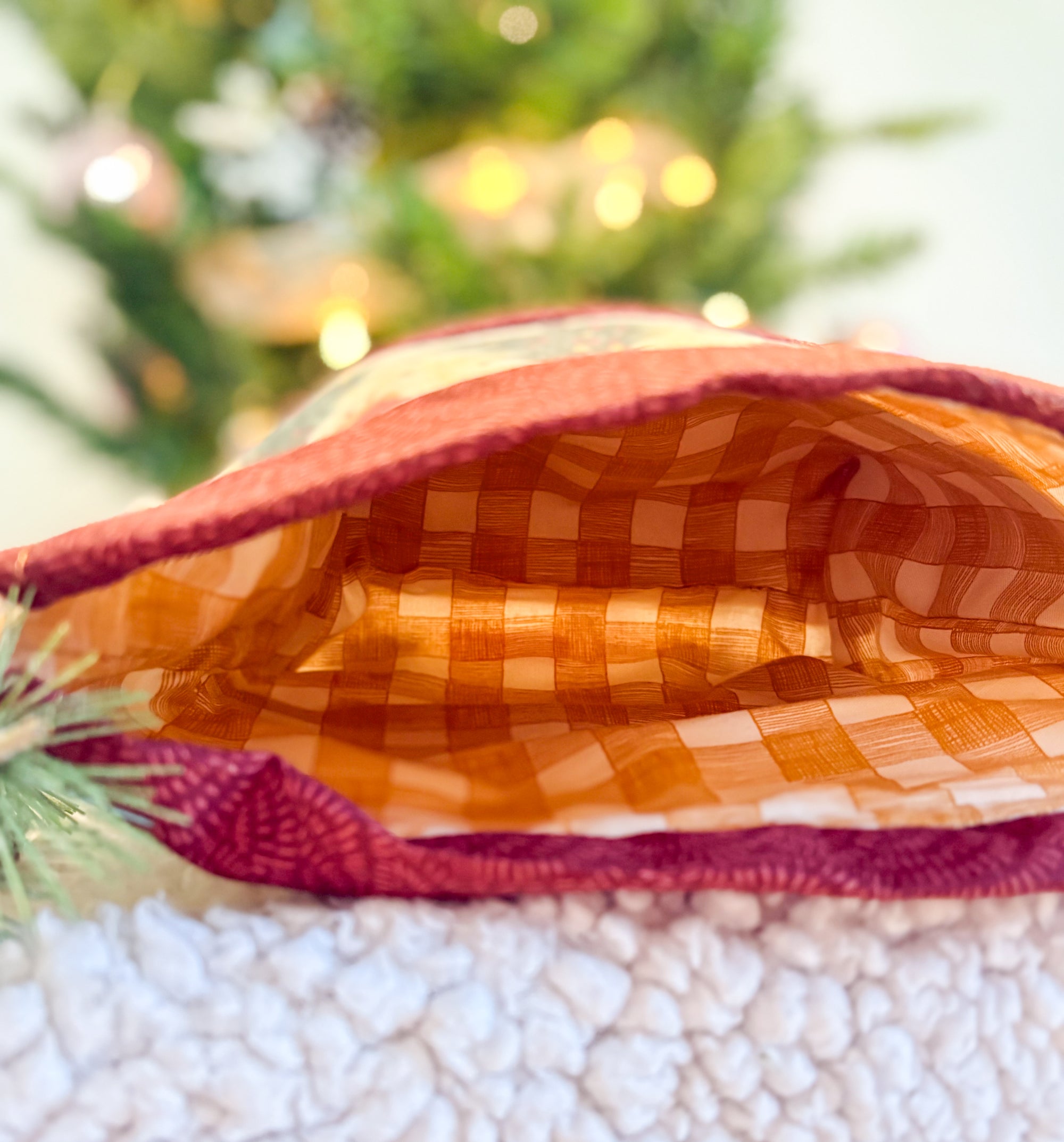 Merry Chickmas Drawstring Project bag with Pocket for Knitting and Crochet