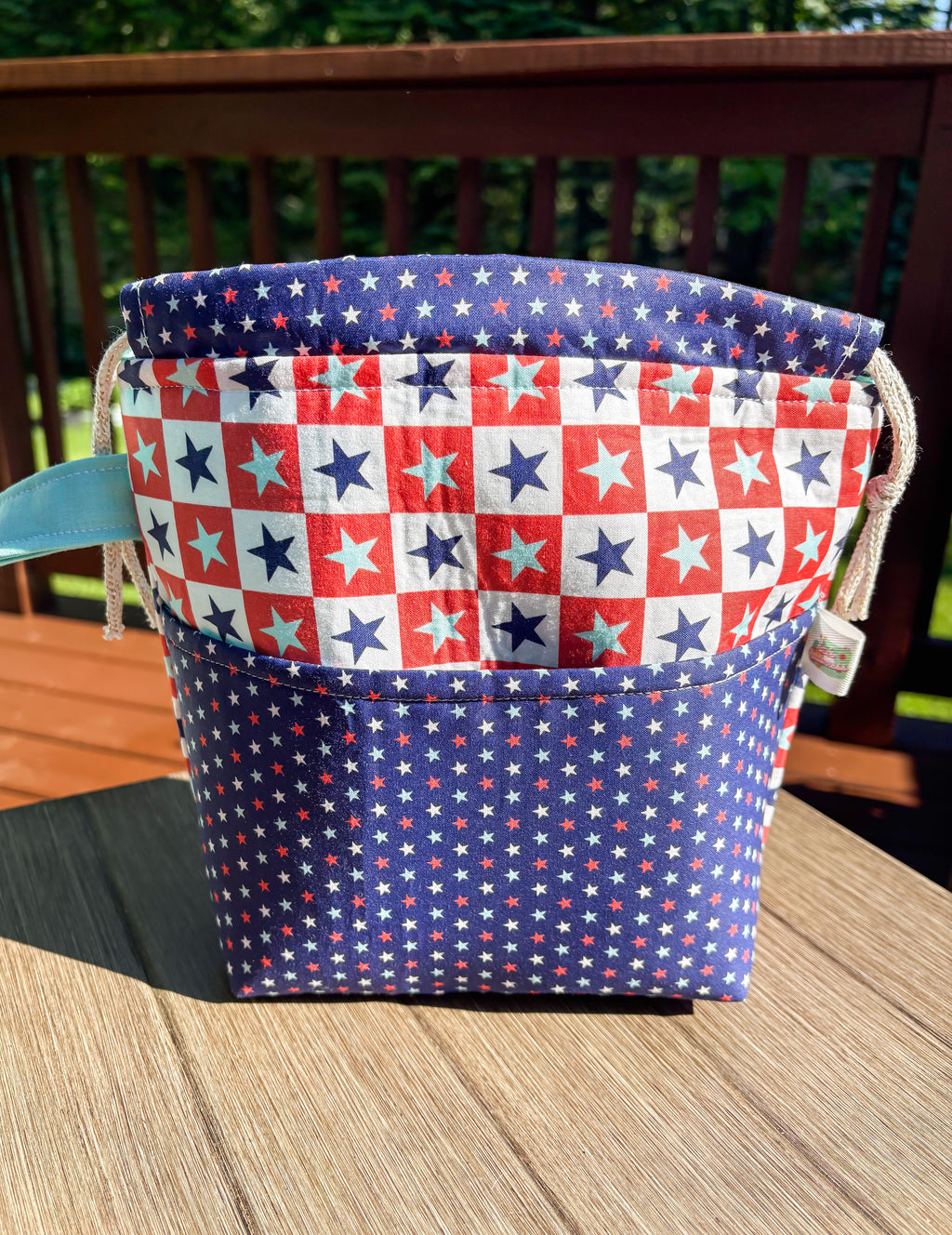 The Star Spangled Drawstring Project Bag with Pocket (Small)