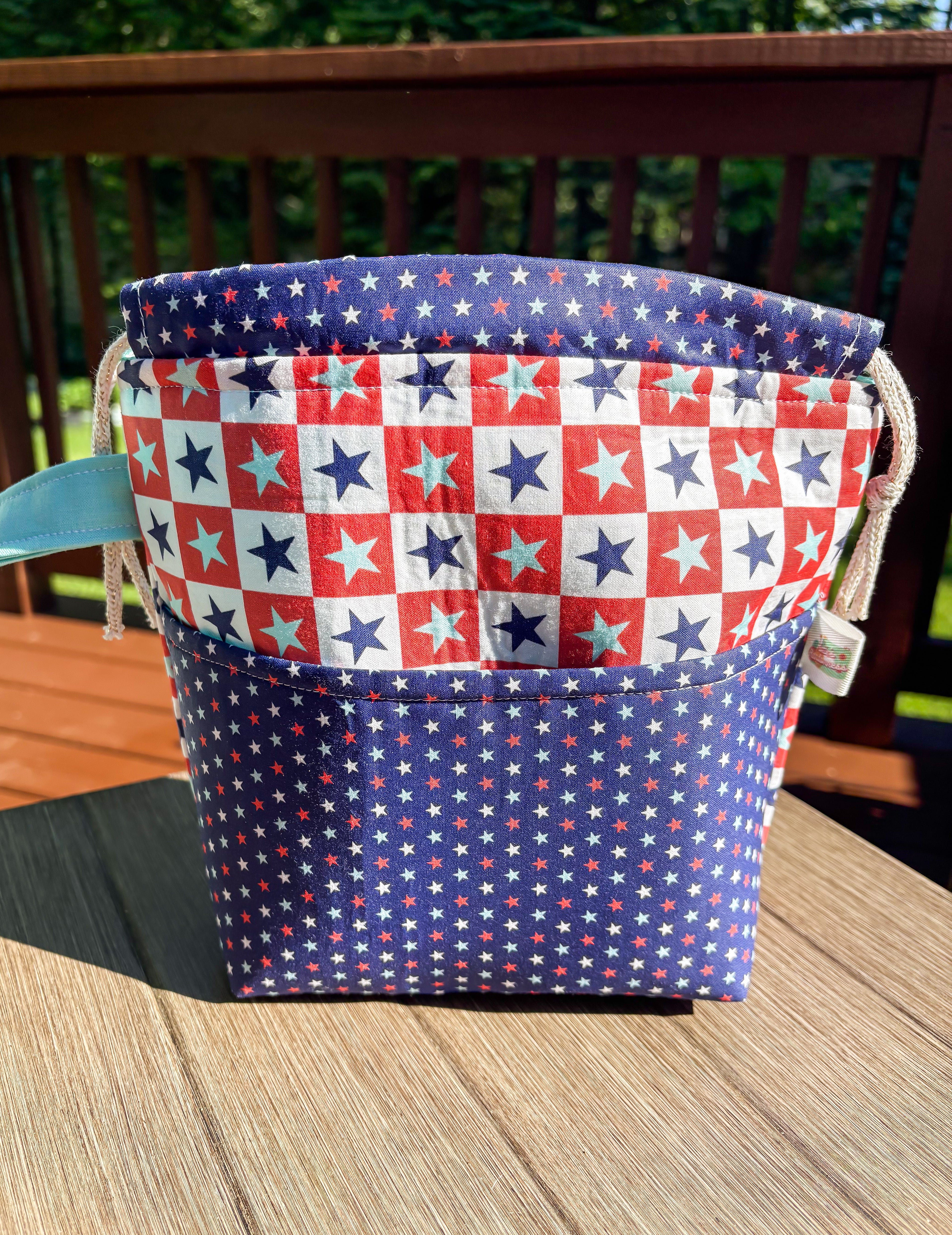 The Star Spangled Drawstring Project Bag with Pocket (Small)