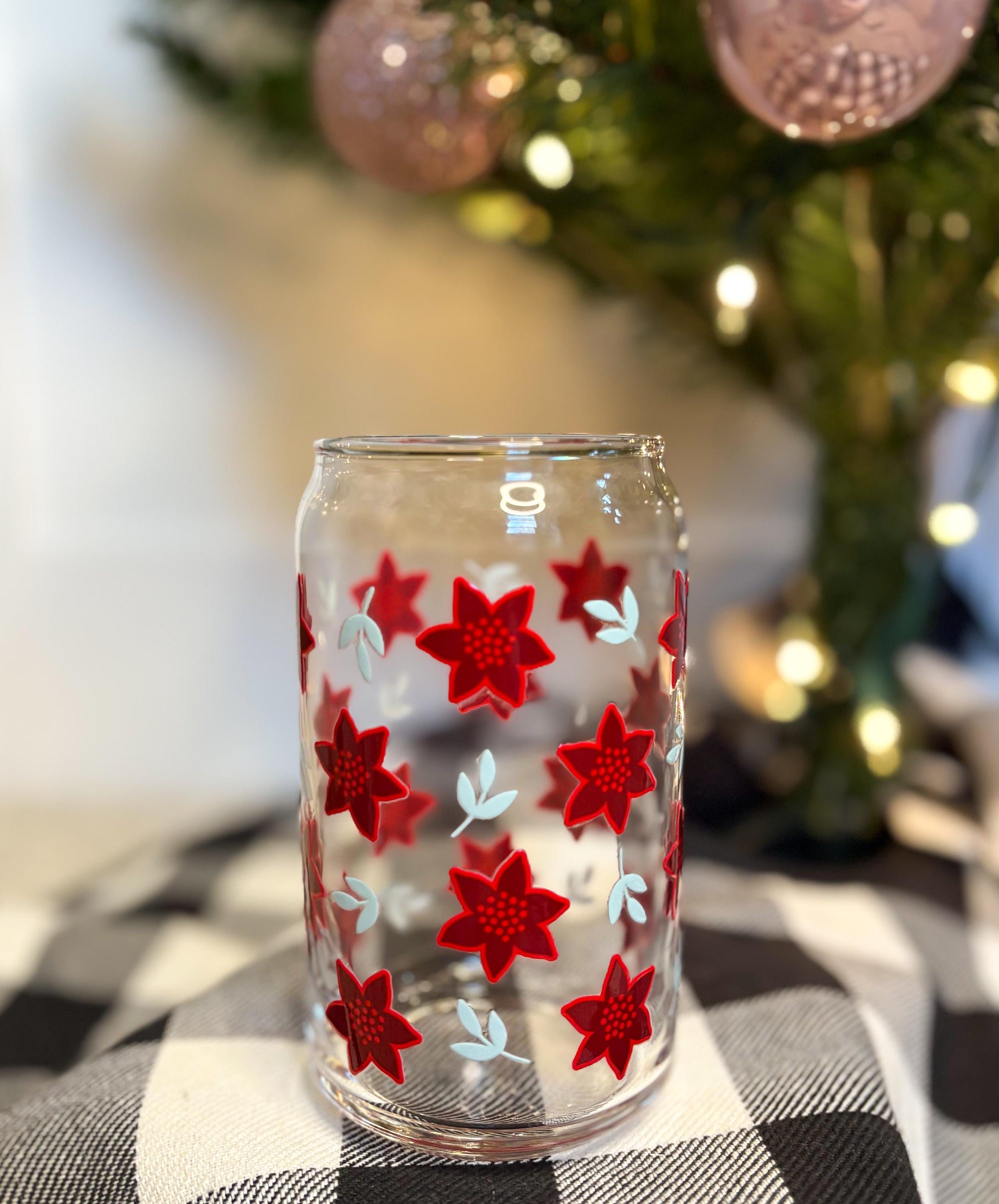 Christmas 16oz Beer Can Glass