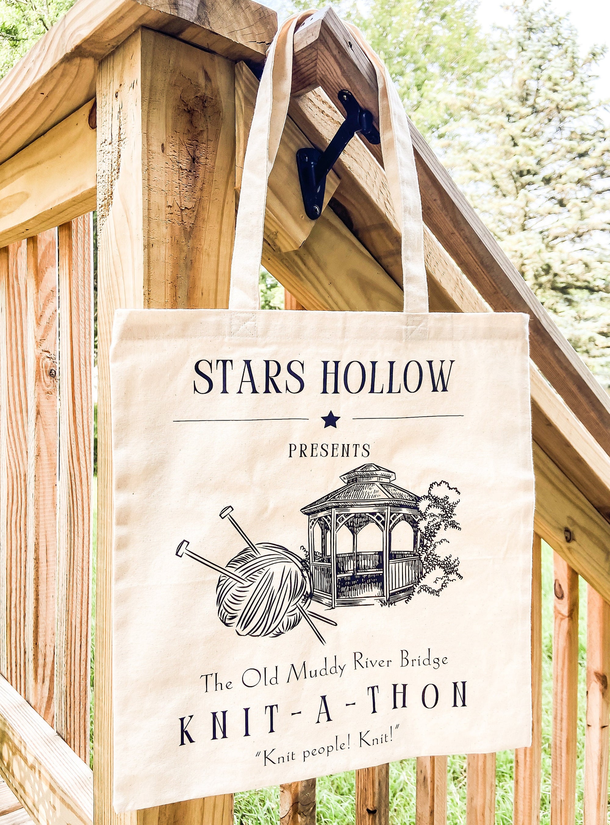 Old Muddy River Bridge Knit-A-Thon Canvas Bag